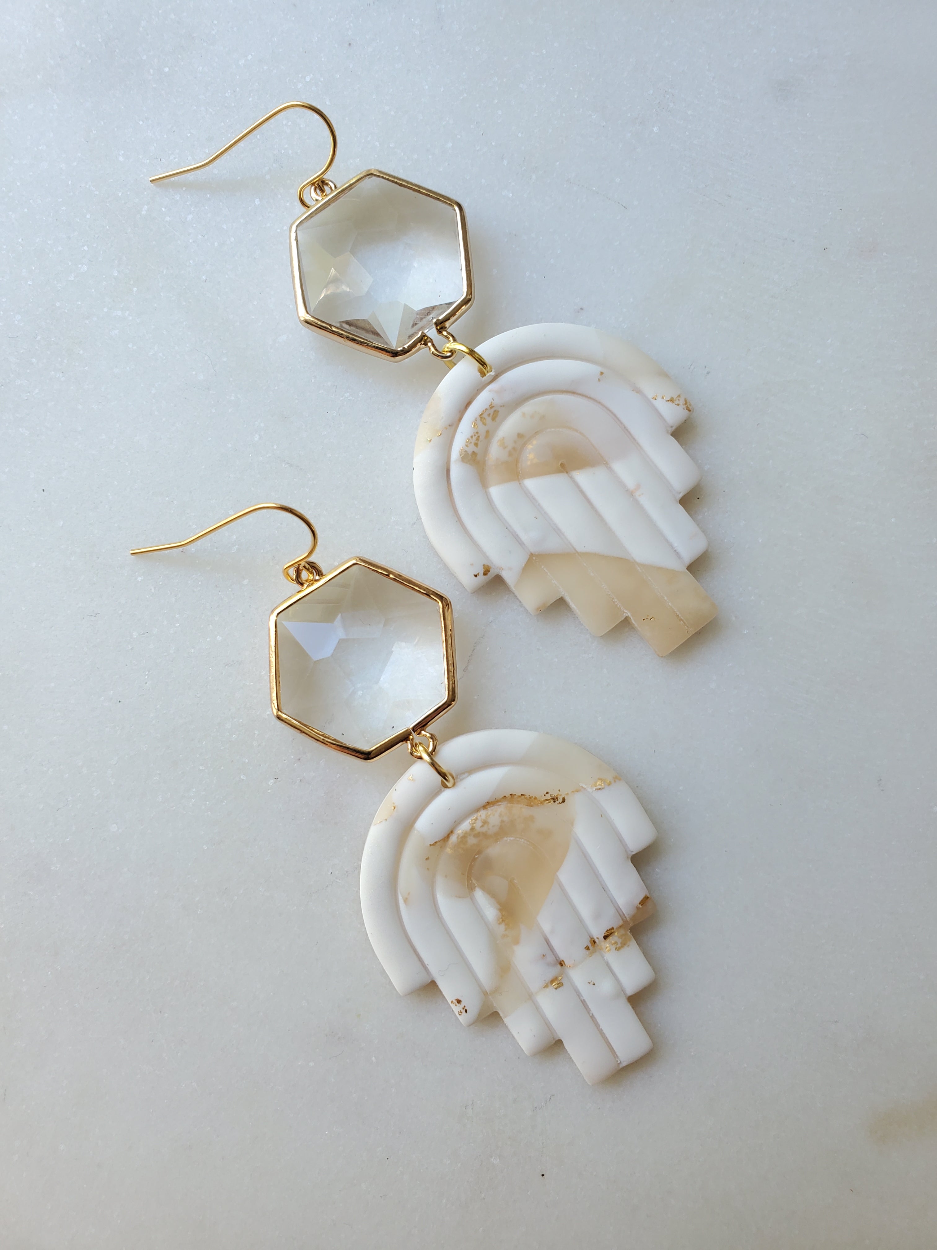 Deco Glass Chandelier Earrings - Neutral