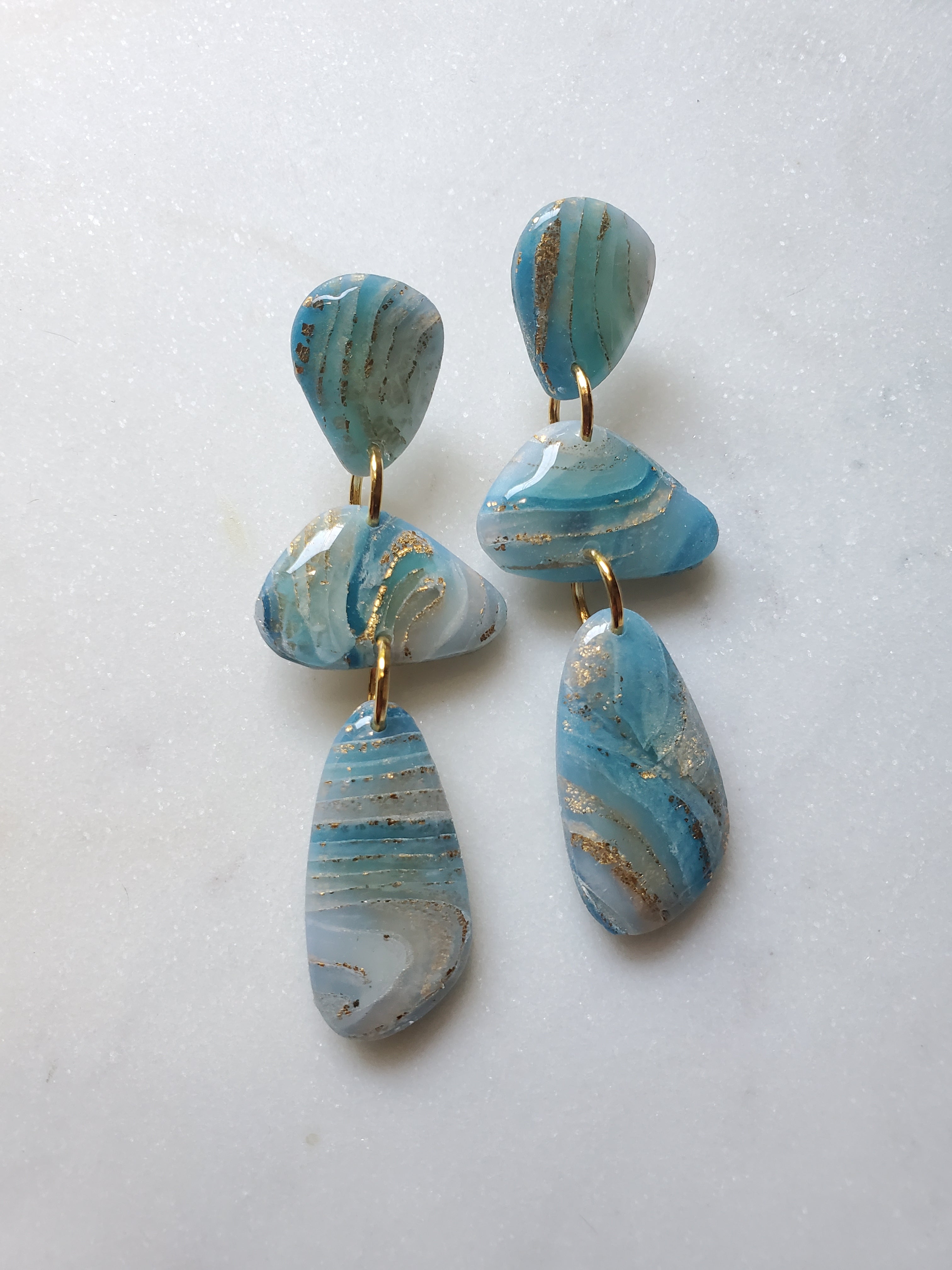 PENELOPE Agate Inspired Statement Earrings - Ocean Blue