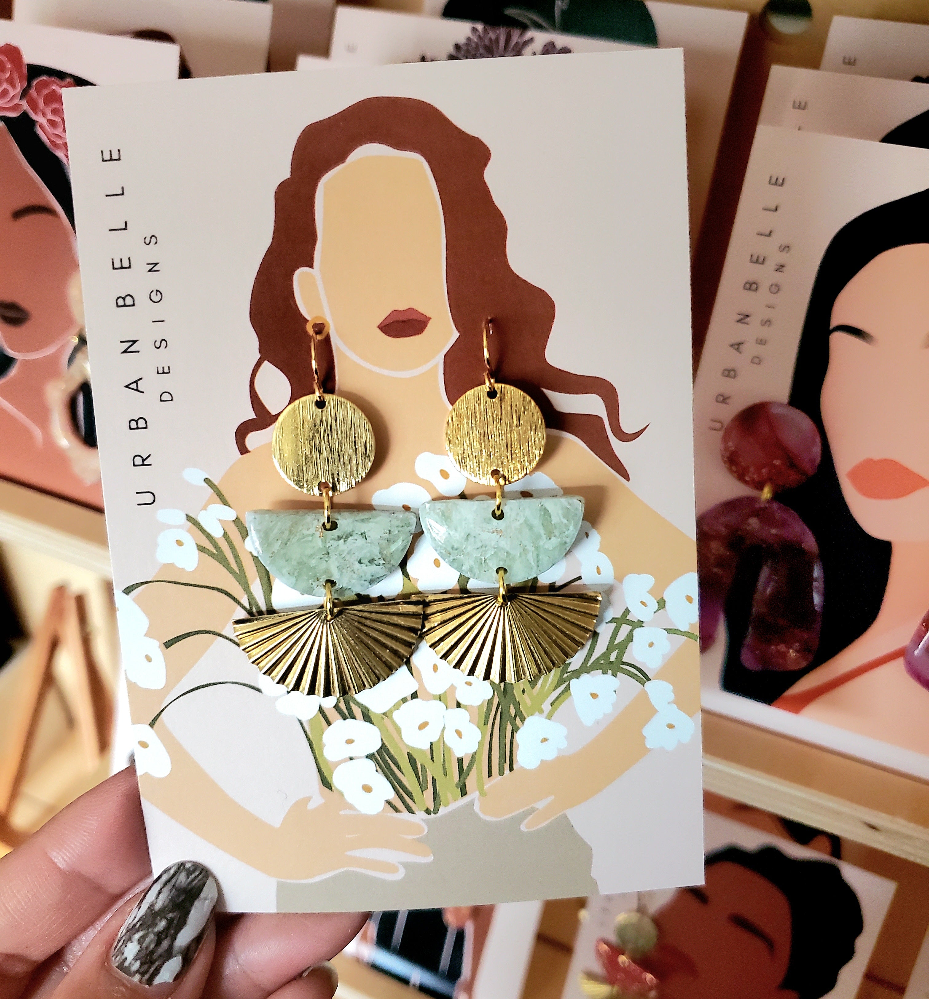 MIA Gemstone Inspired Fan Statement Earrings