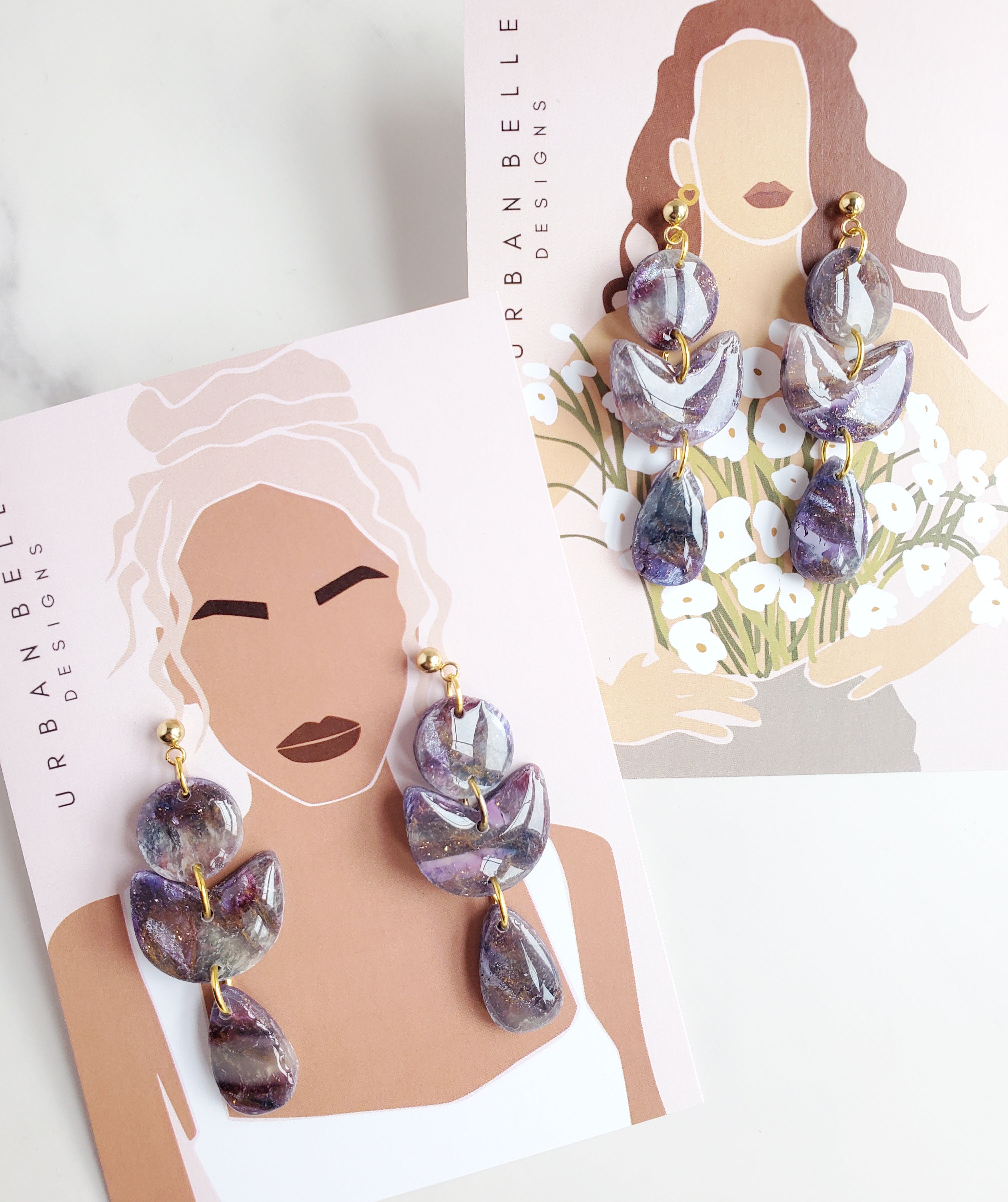 SOPHIE Purple Agate Inspired Statement Earrings