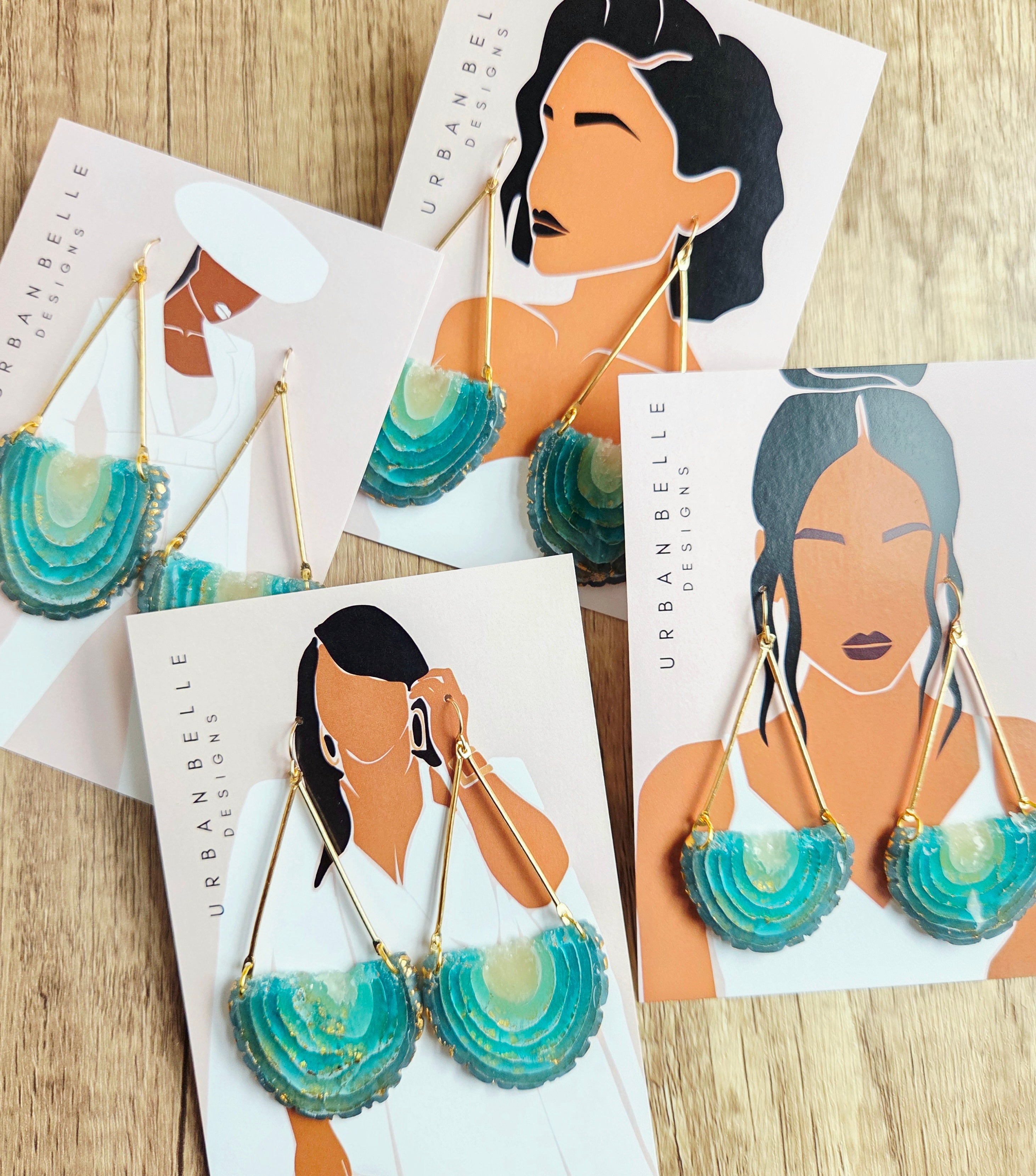 GAIA 14K Gold Filled Chandelier Statement Earrings - Aqua