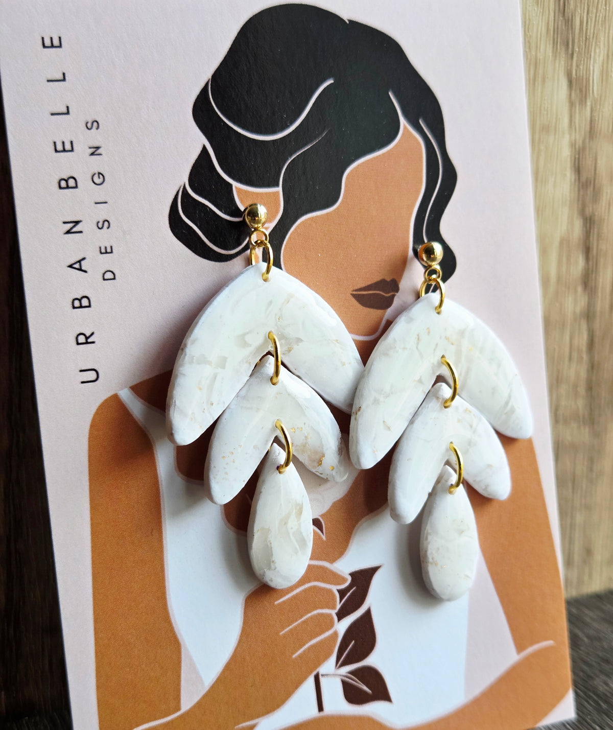CAMILLE Statement Earrings - White/Gold