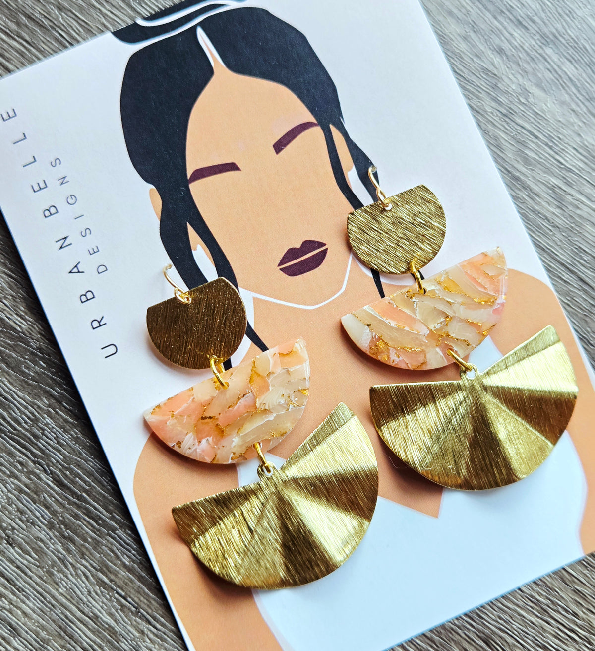 AVA Fan Statement Earrings 14K Gold Filled - Peach/Blush