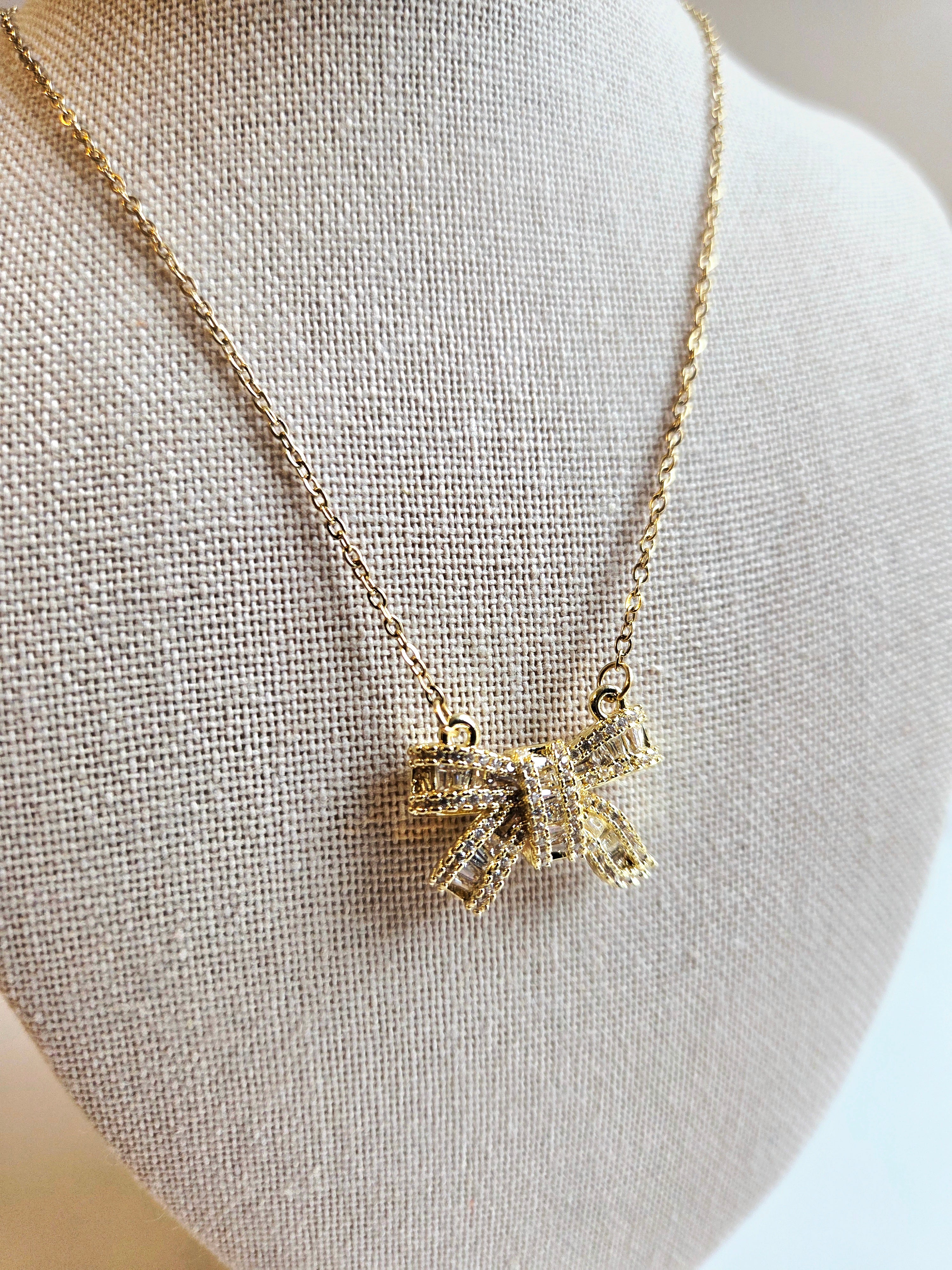 Crystal Bow Statement Necklace