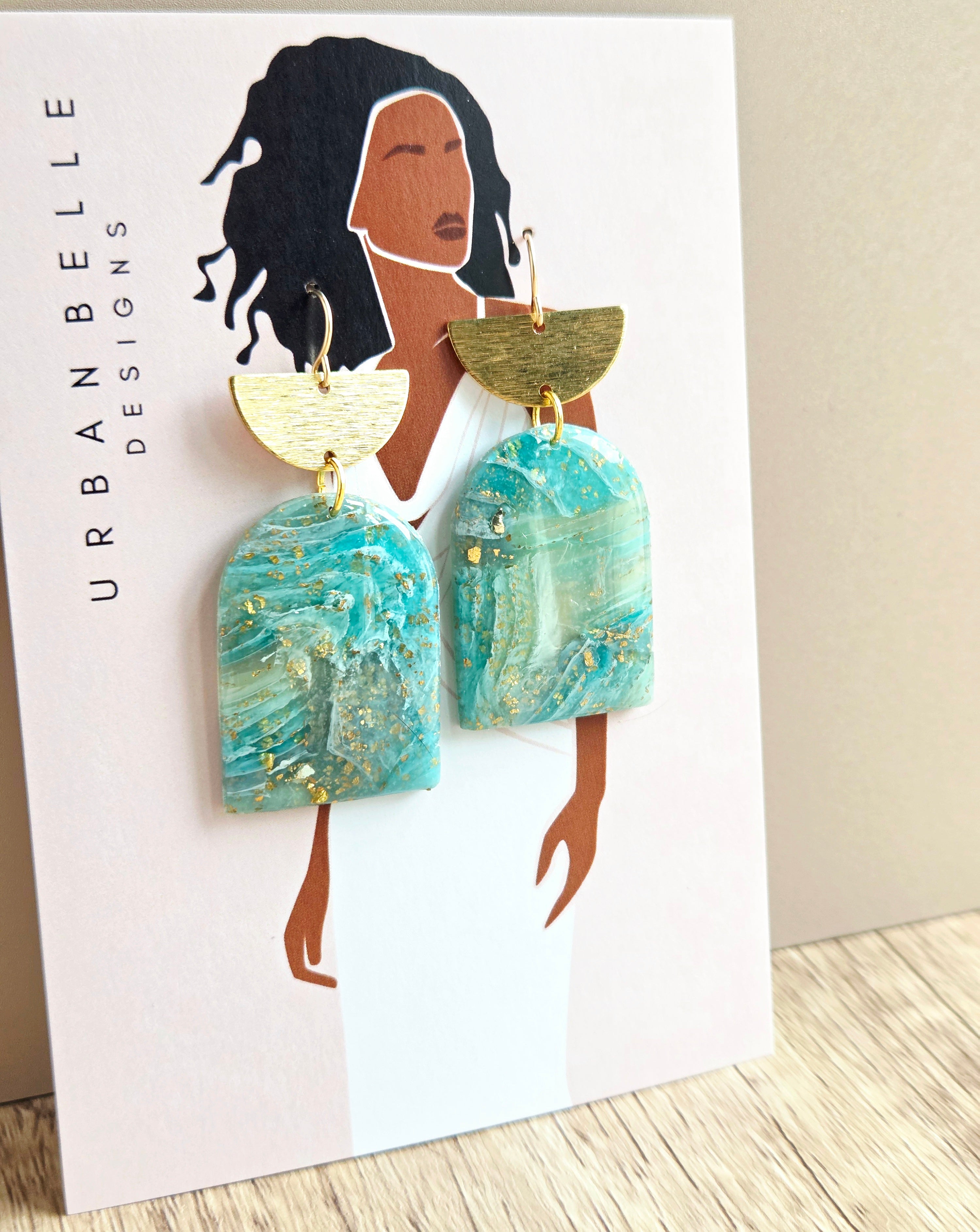 ALAYA Agate Inspired Statement Earrings - Aqua