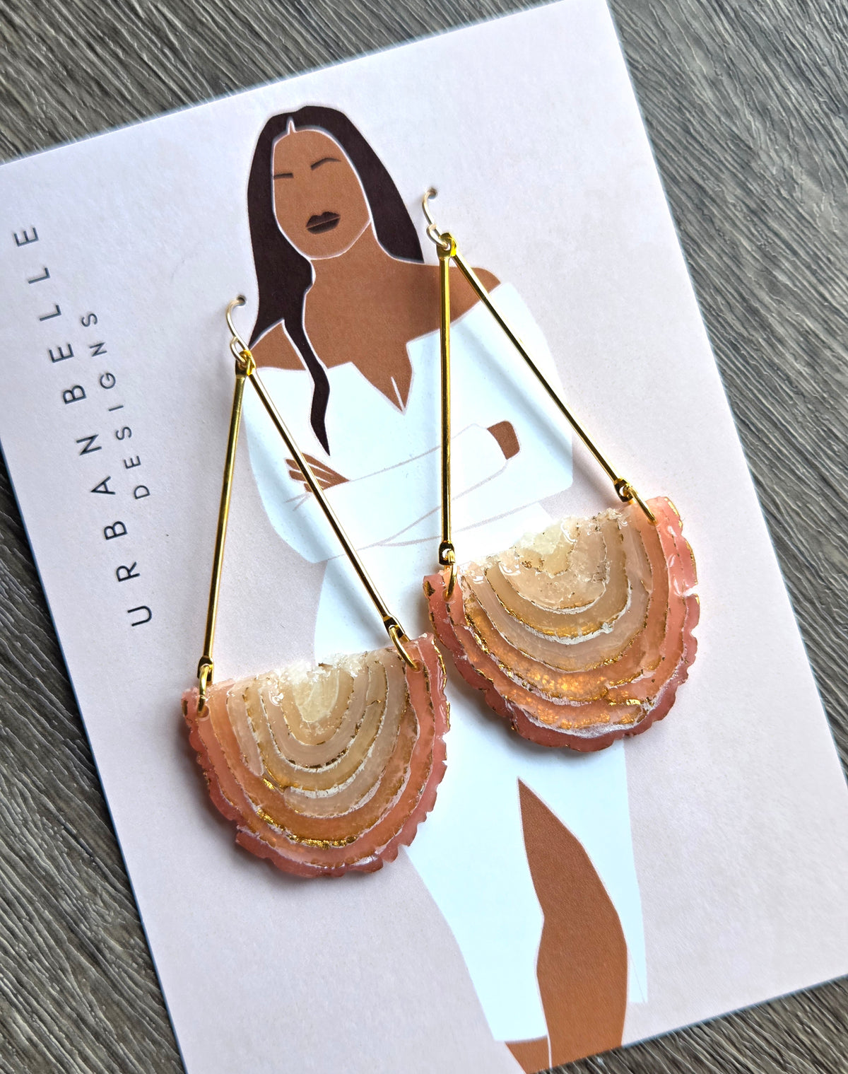 GAIA 14K Gold Filled Chandelier Statement Earrings - Peach Blush Agate