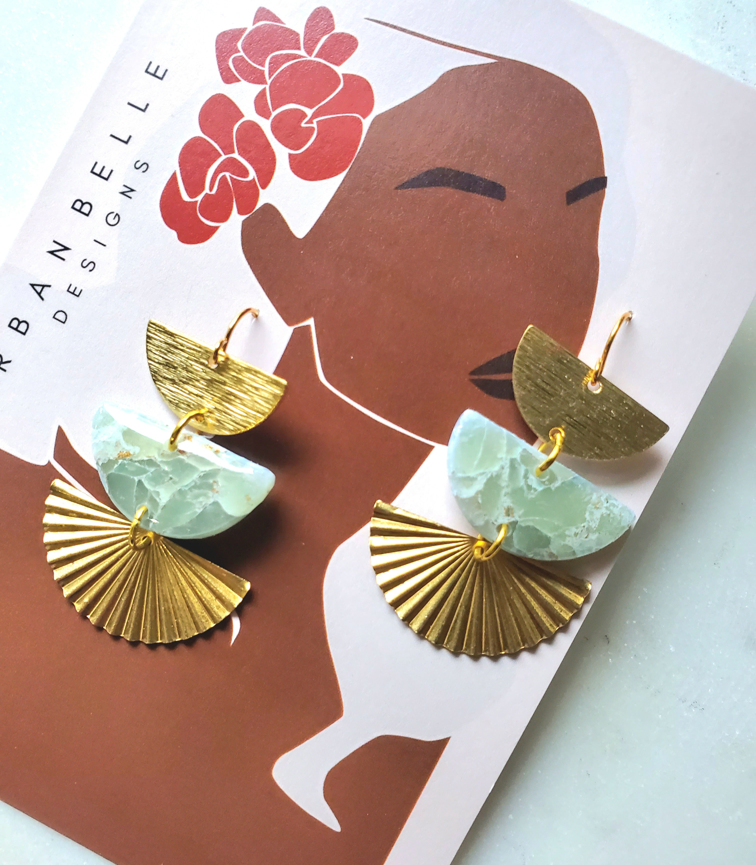 MIA Gemstone Inspired Fan Statement Earrings