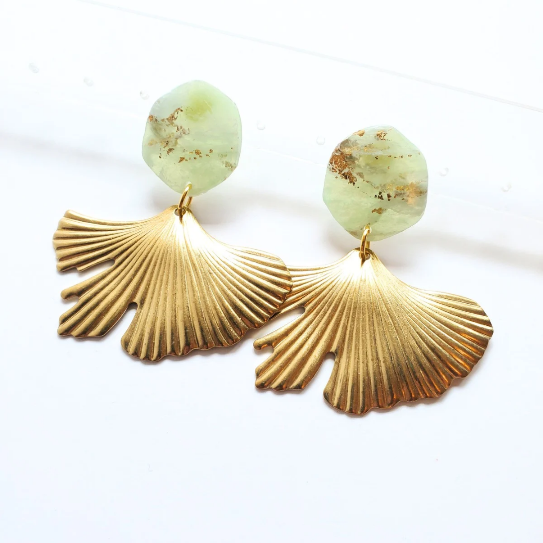 Jade Inspired Gingko Statement Earrings