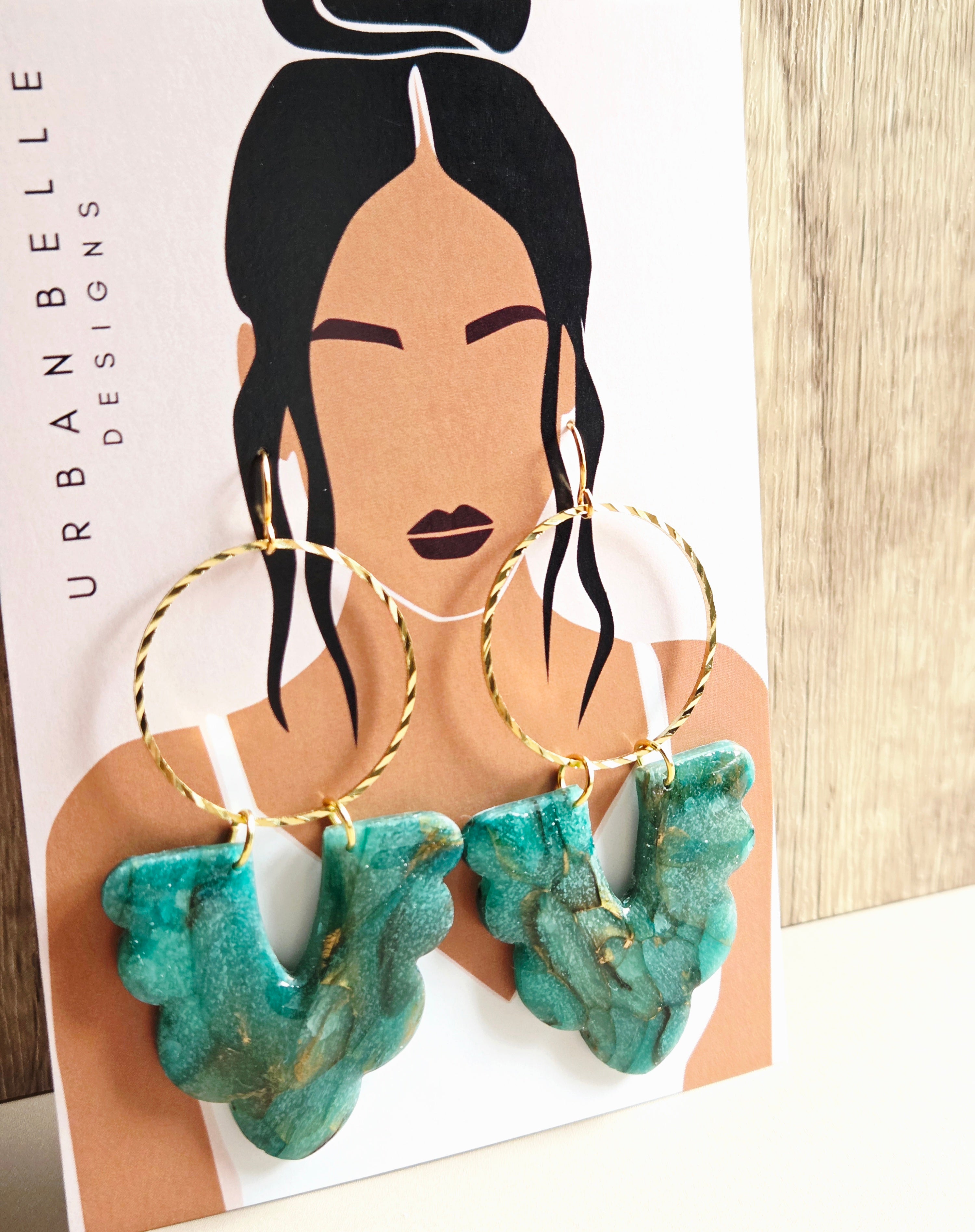 VREYA Emerald Essence Statement Earrings