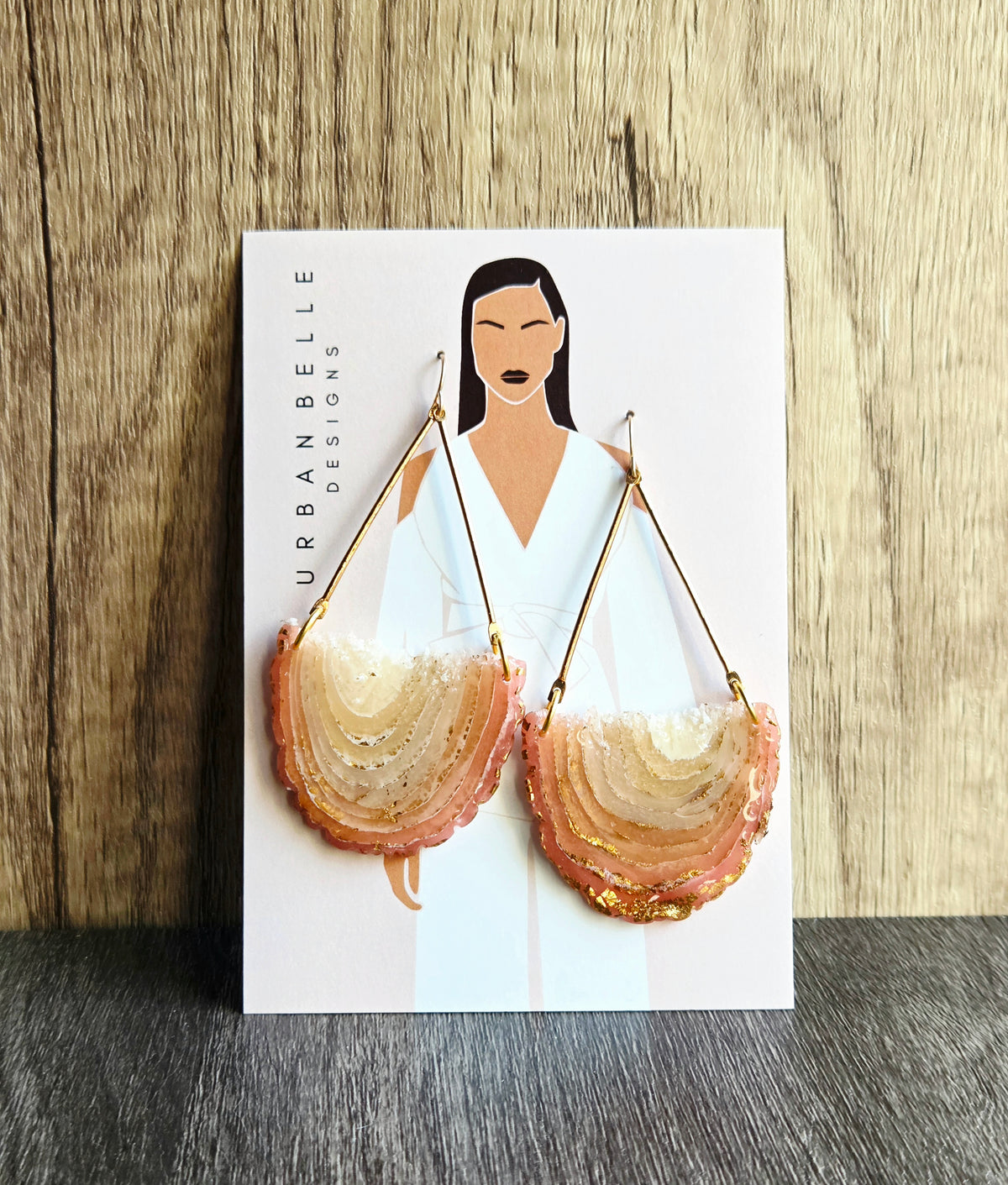GAIA 14K Gold Filled Chandelier Statement Earrings - Peach Blush Agate