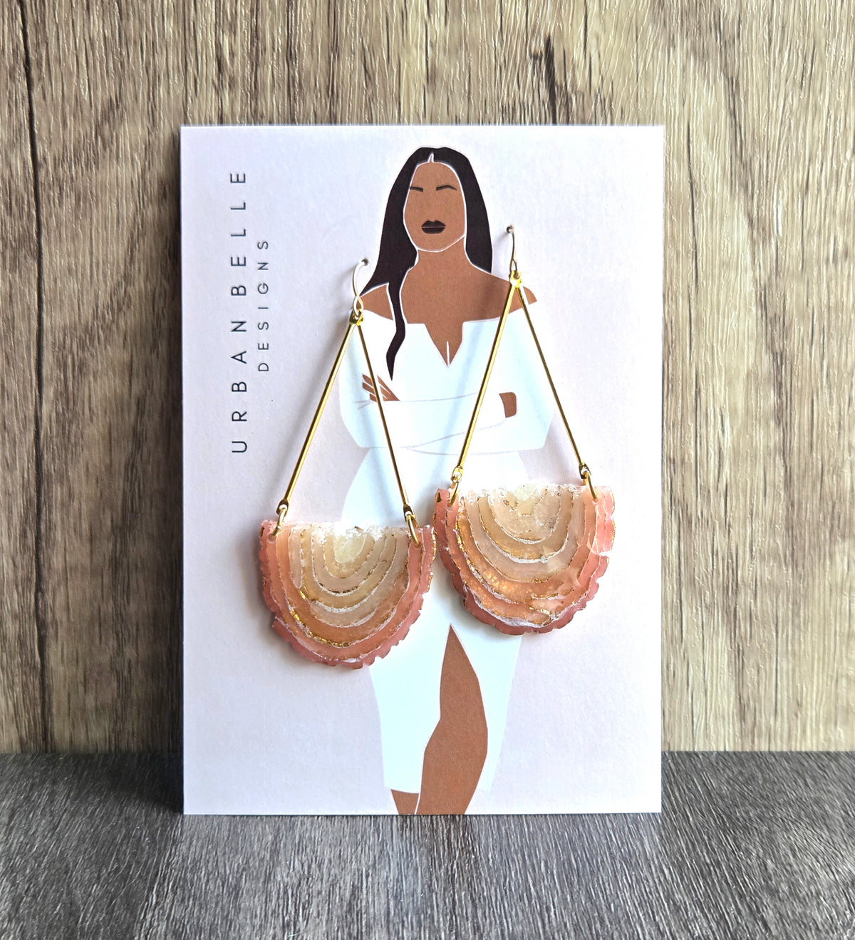 GAIA 14K Gold Filled Chandelier Statement Earrings - Peach Blush Agate