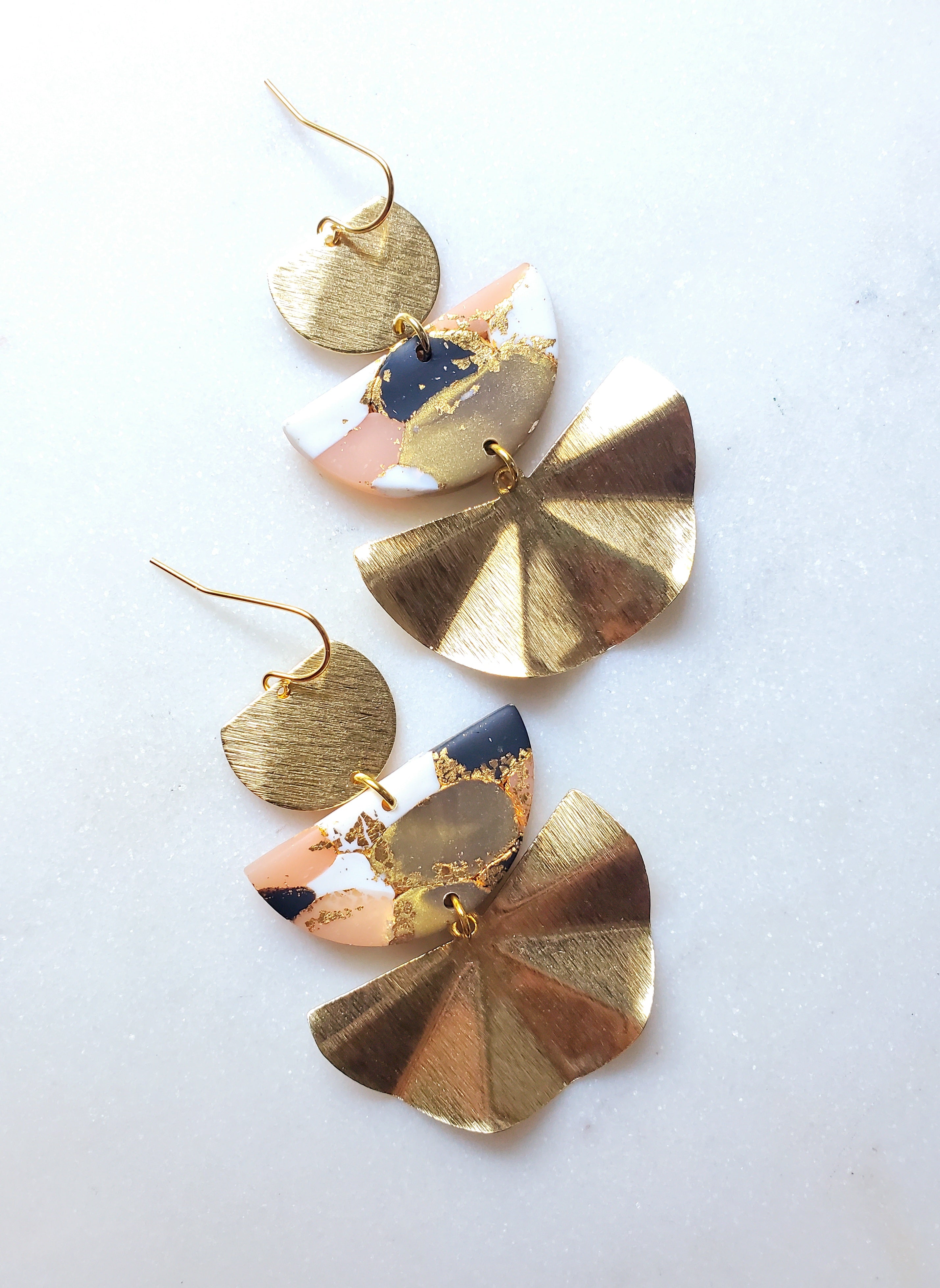 AVA Terrazzo Fan Statement Earrings 14K Gold Filled