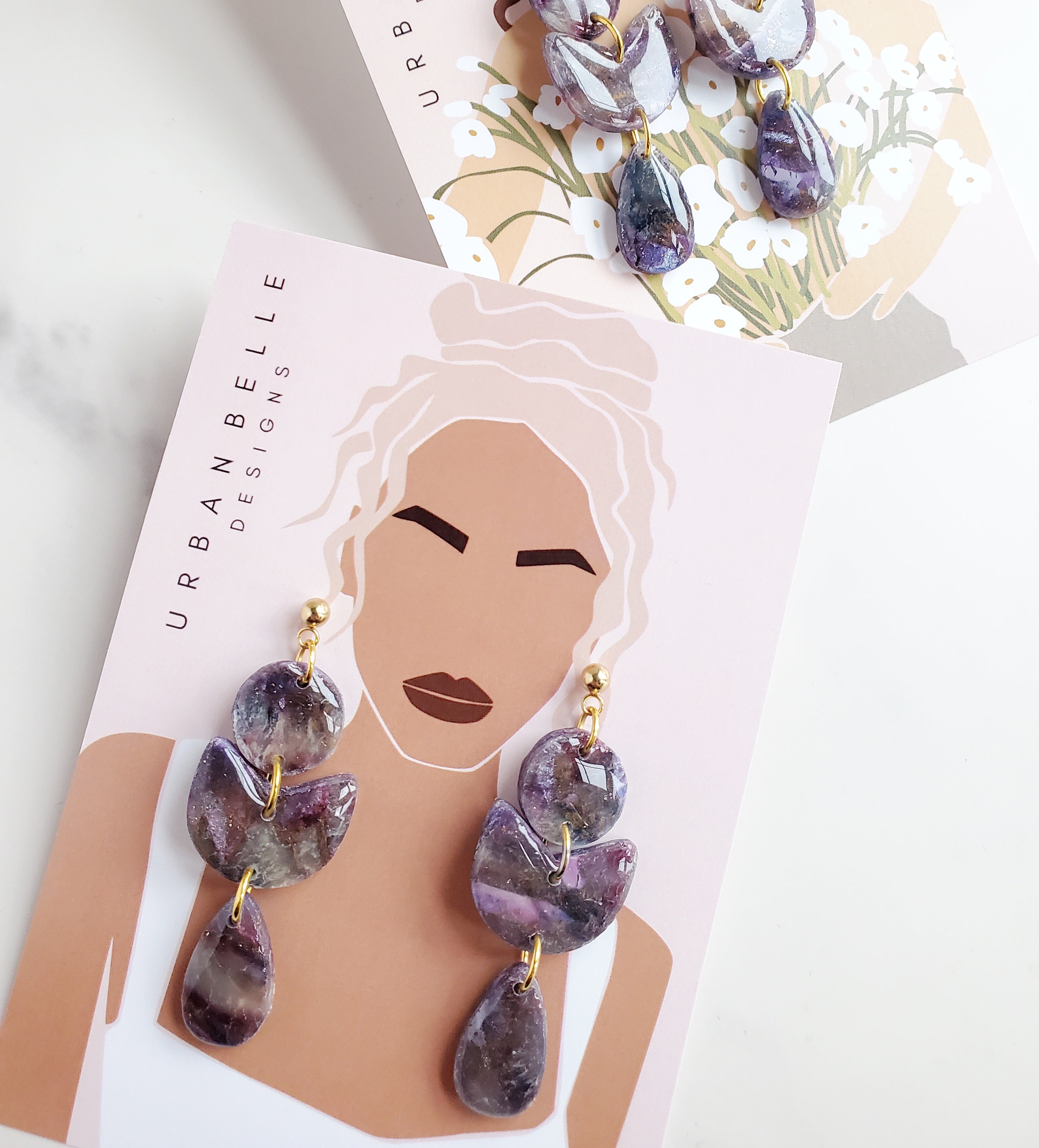 SOPHIE Purple Agate Inspired Statement Earrings