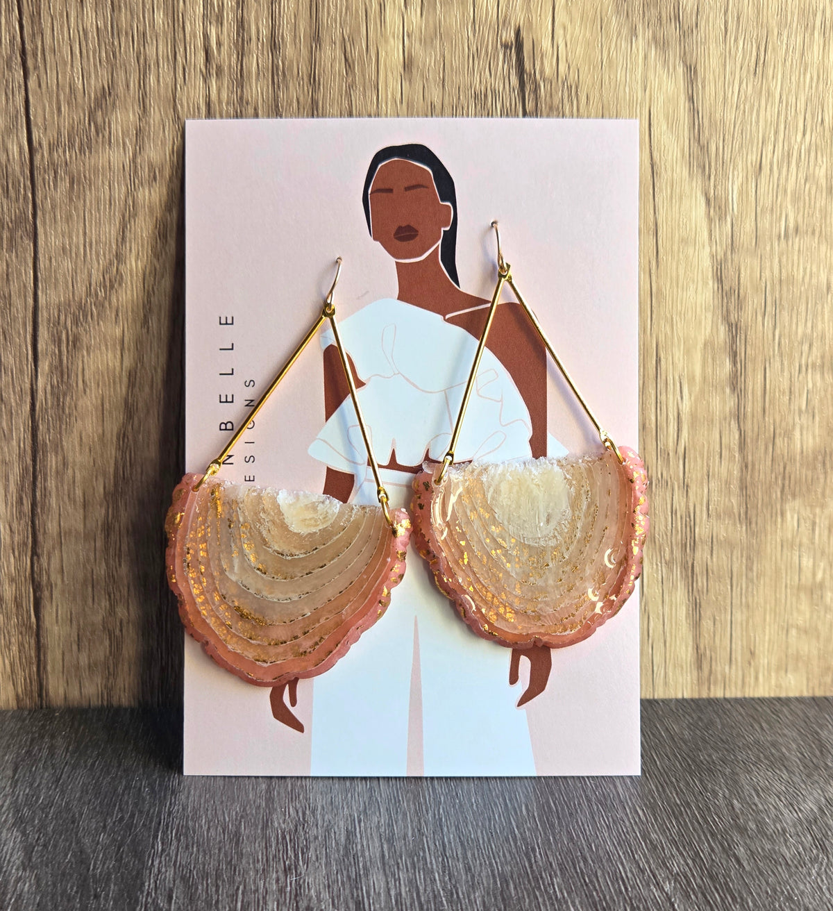 GAIA 14K Gold Filled Chandelier Statement Earrings - Peach Blush Agate