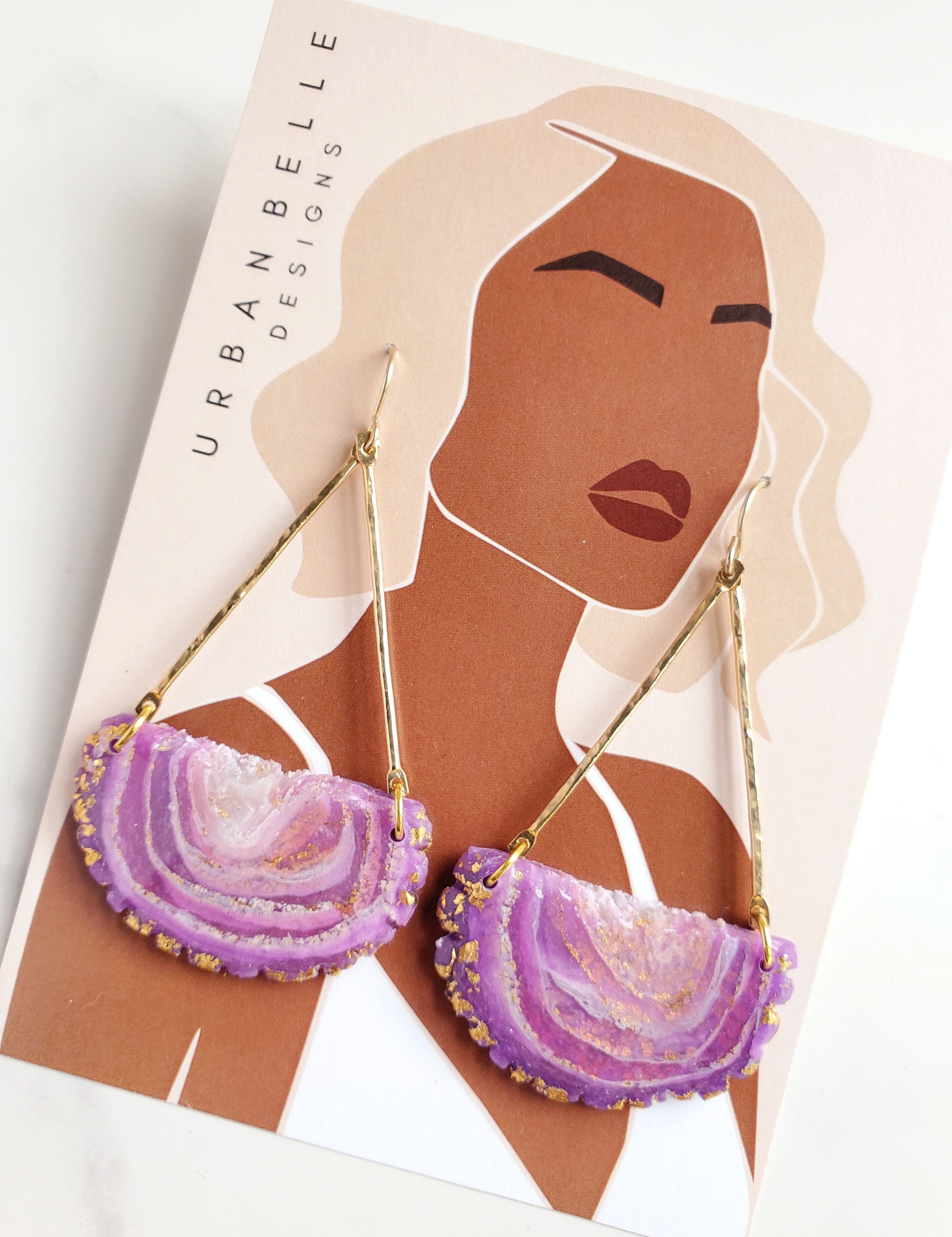 14K Gold Filled Fuschia Agate Inspired Chandelier Statement Earrings