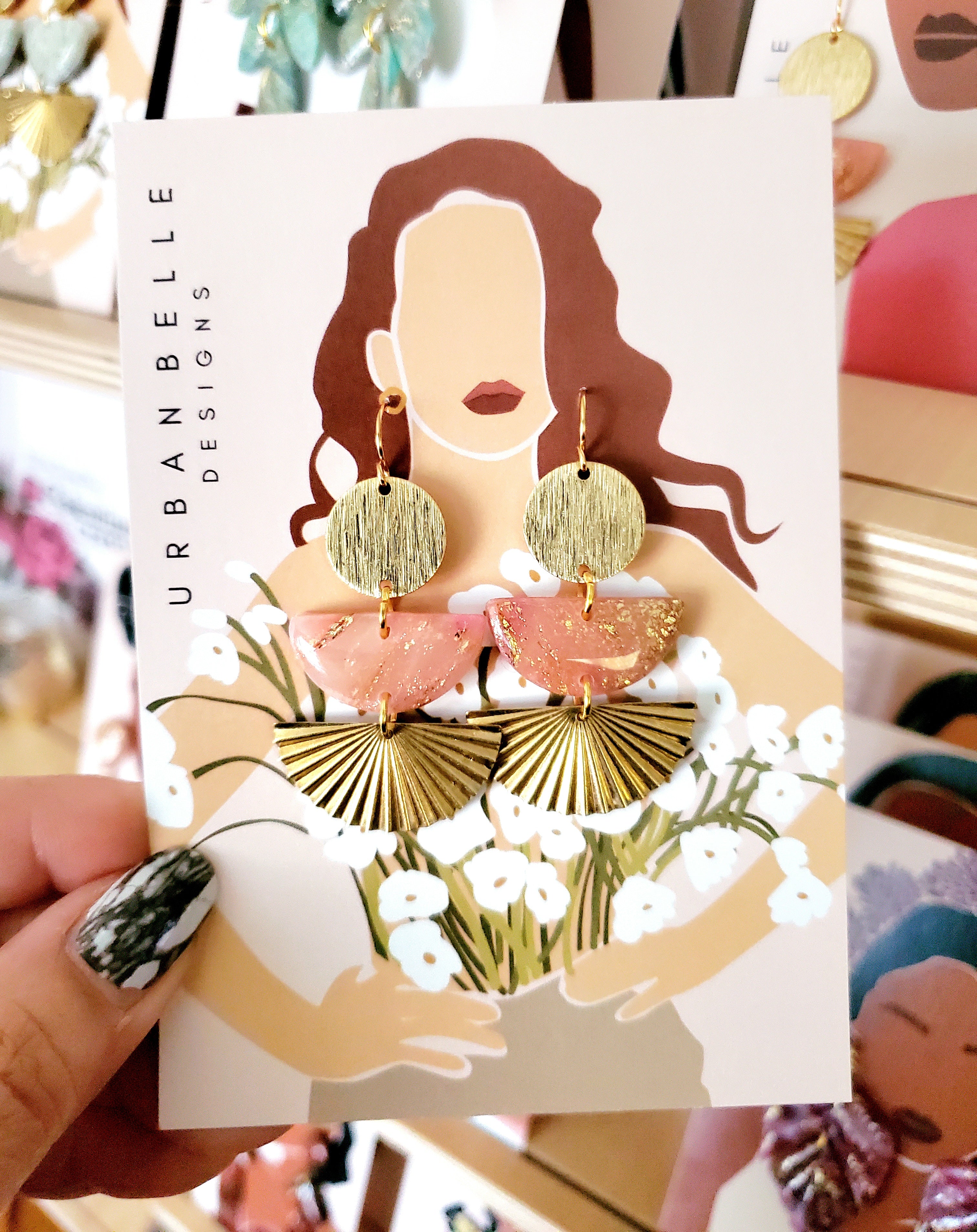 MIA Gemstone Inspired Fan Statement Earrings