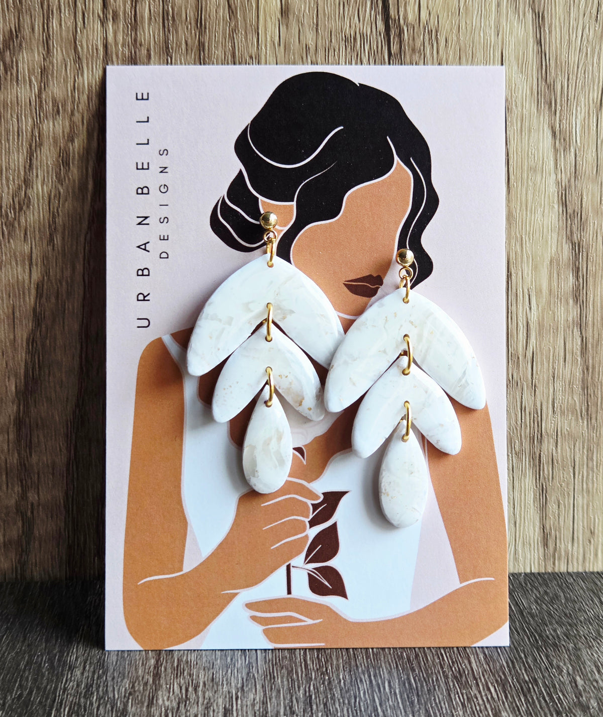 CAMILLE Statement Earrings - White/Gold