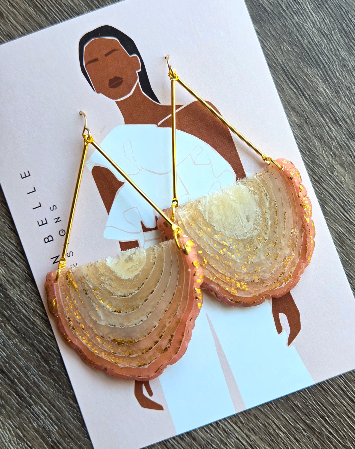 GAIA 14K Gold Filled Chandelier Statement Earrings - Peach Blush Agate