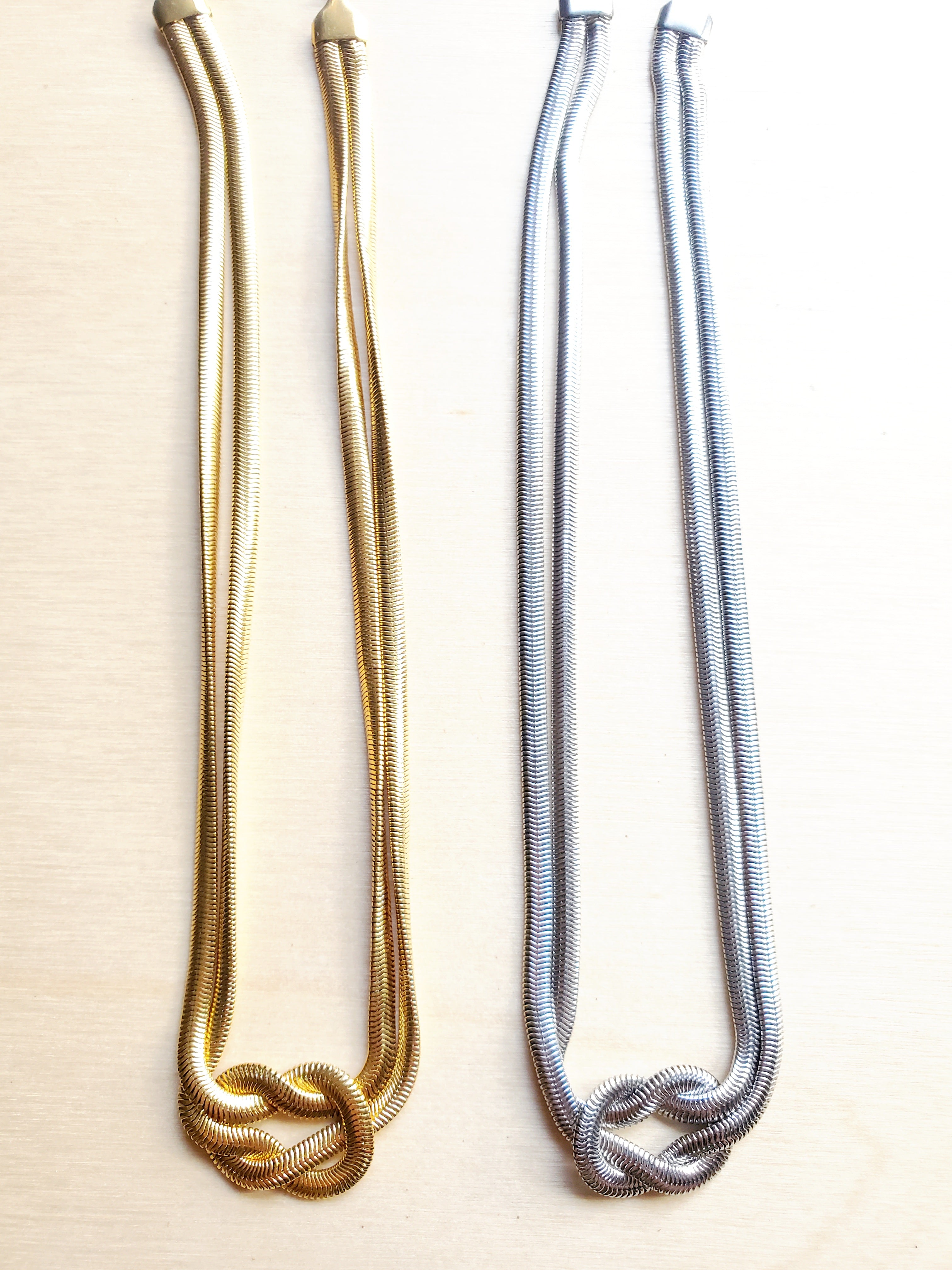 Herringbone Knotted Necklace - Gold/Silver