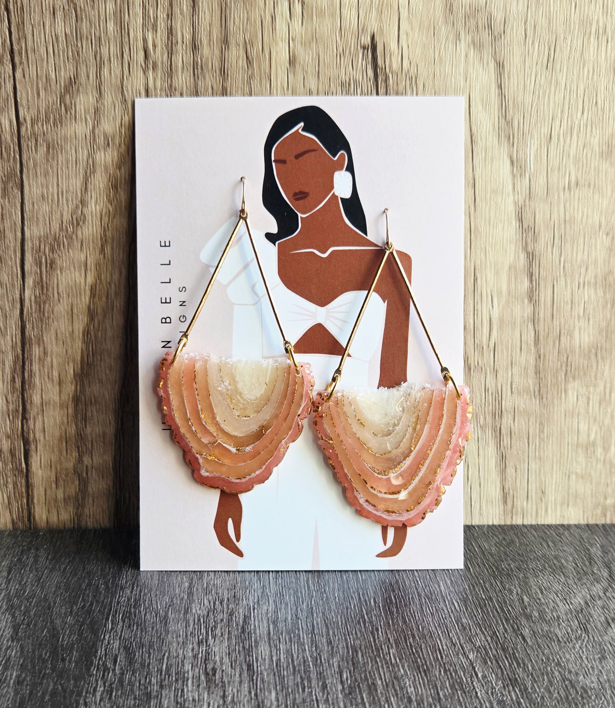 GAIA 14K Gold Filled Chandelier Statement Earrings - Peach Blush Agate
