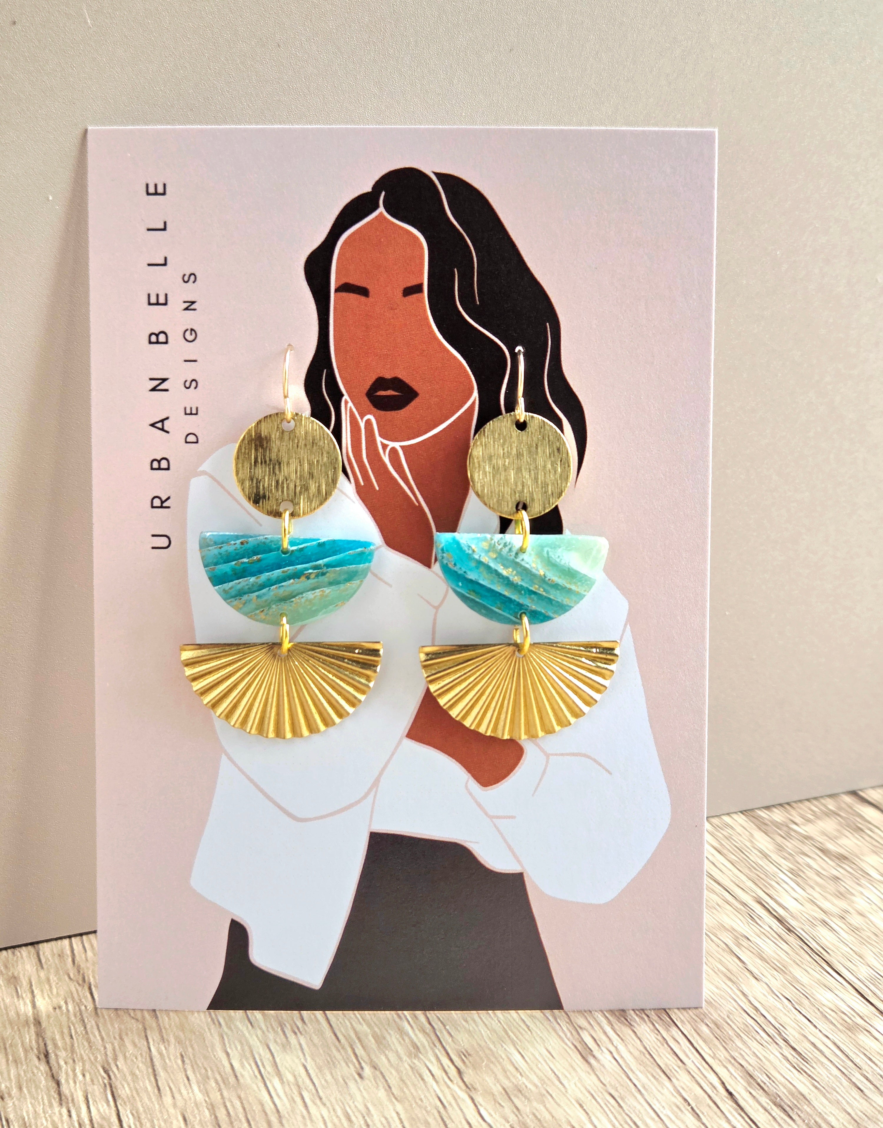 MIA Aqua Statement Earrings 14K Gold Filled