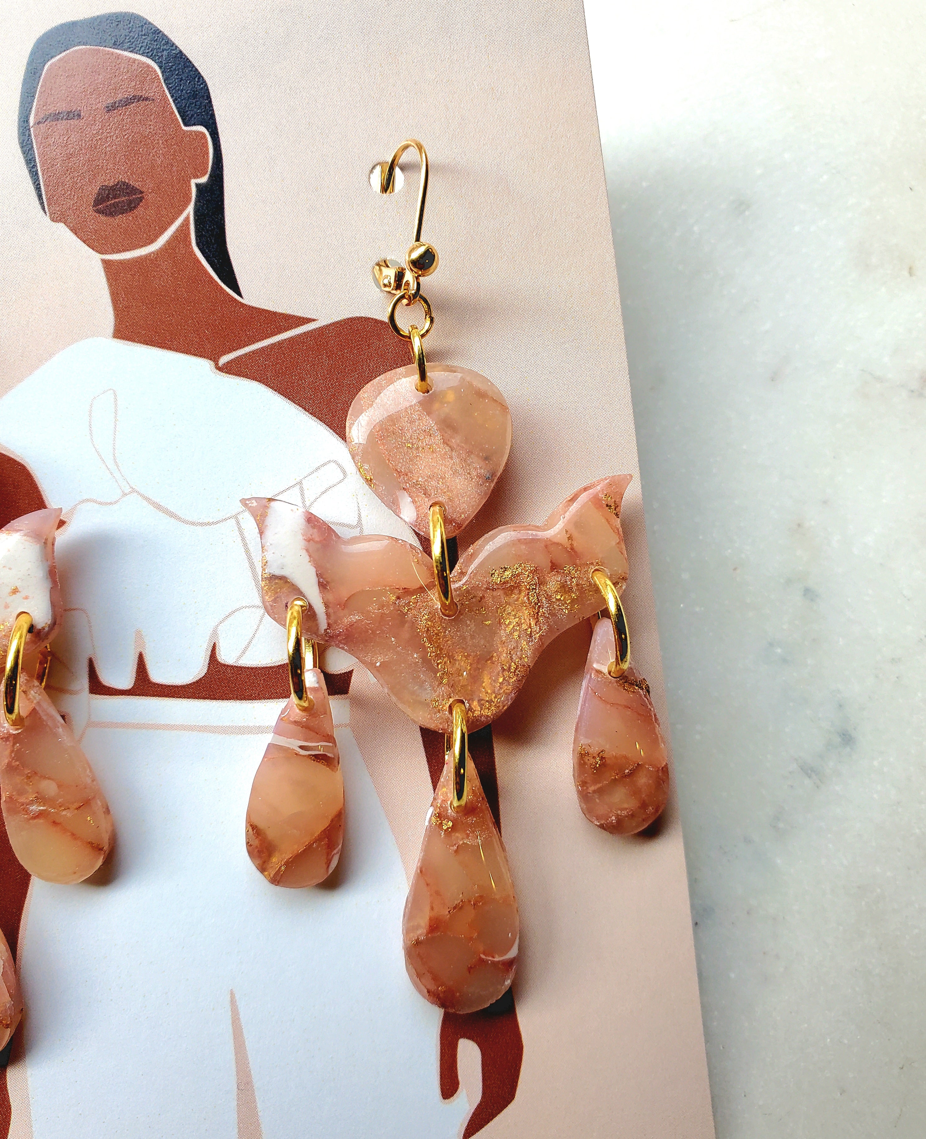 VERA Statement Chandelier Earrings - Rose Gold