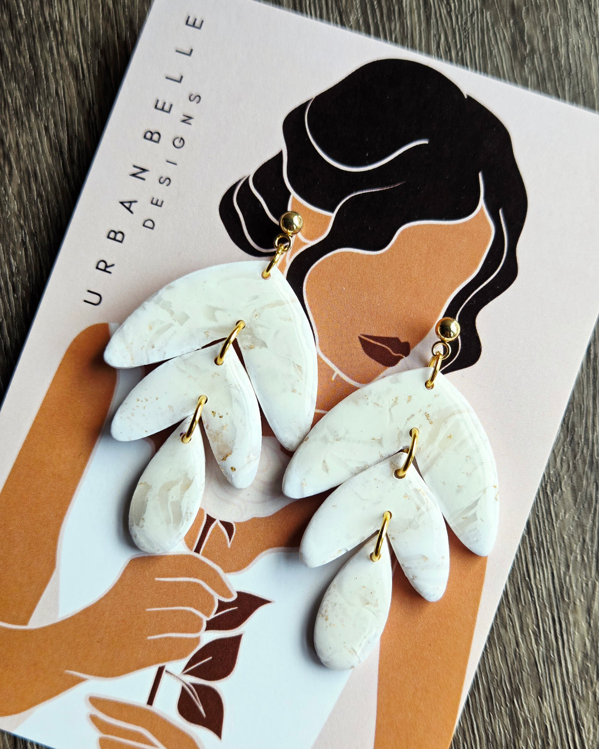 CAMILLE Statement Earrings - White/Gold