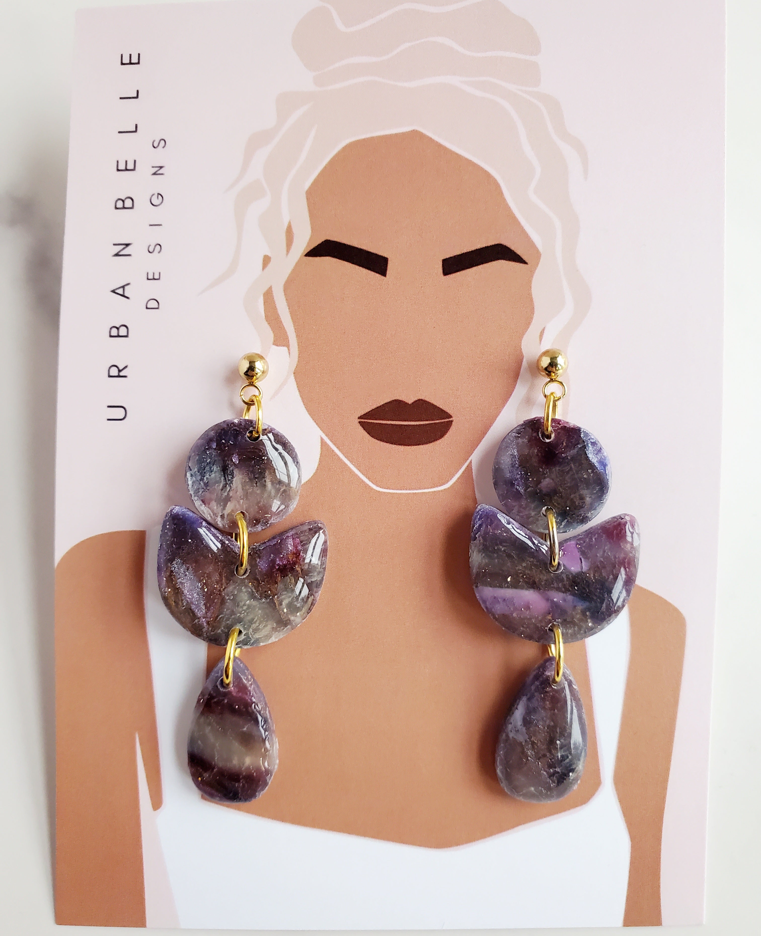 SOPHIE Purple Agate Inspired Statement Earrings