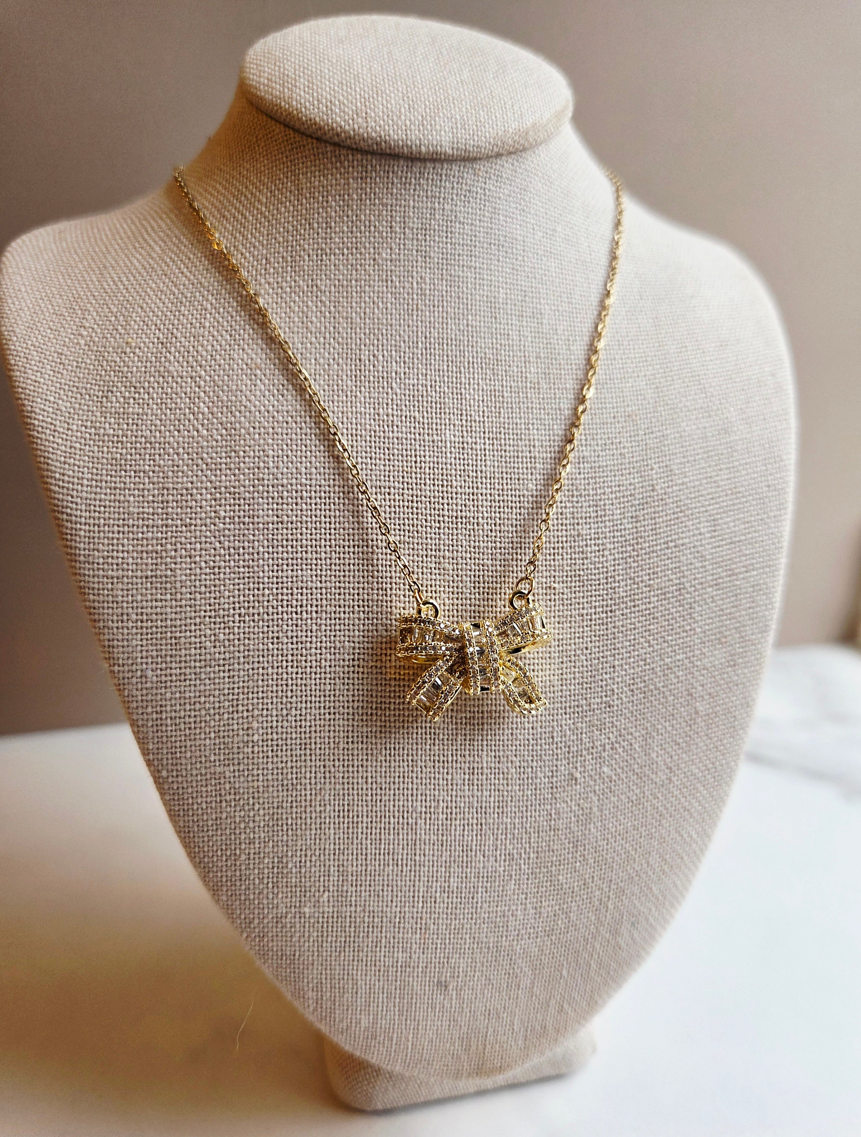 Crystal Bow Statement Necklace