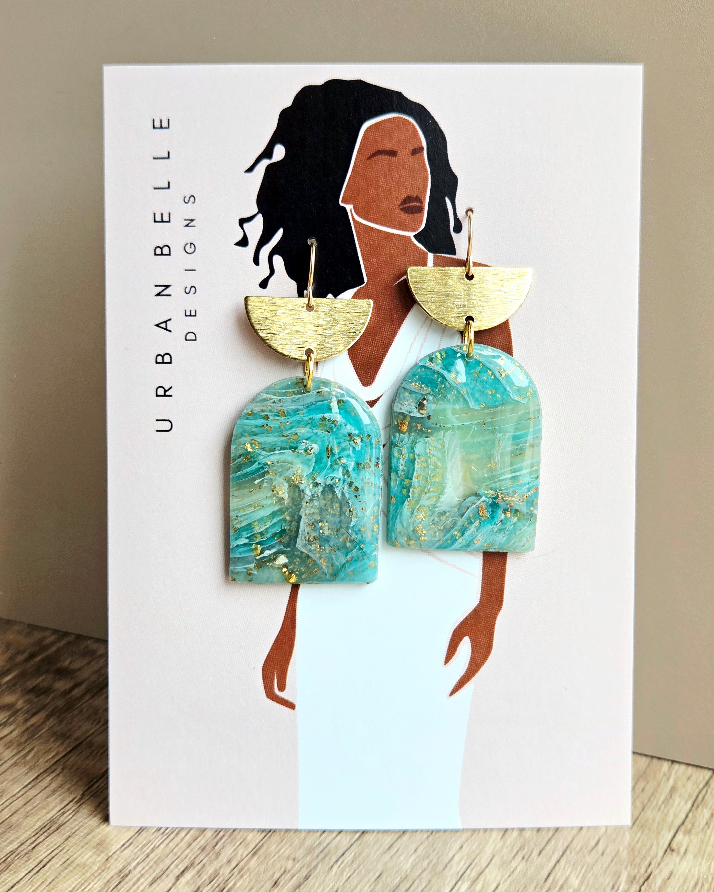 ALAYA Agate Inspired Statement Earrings - Aqua