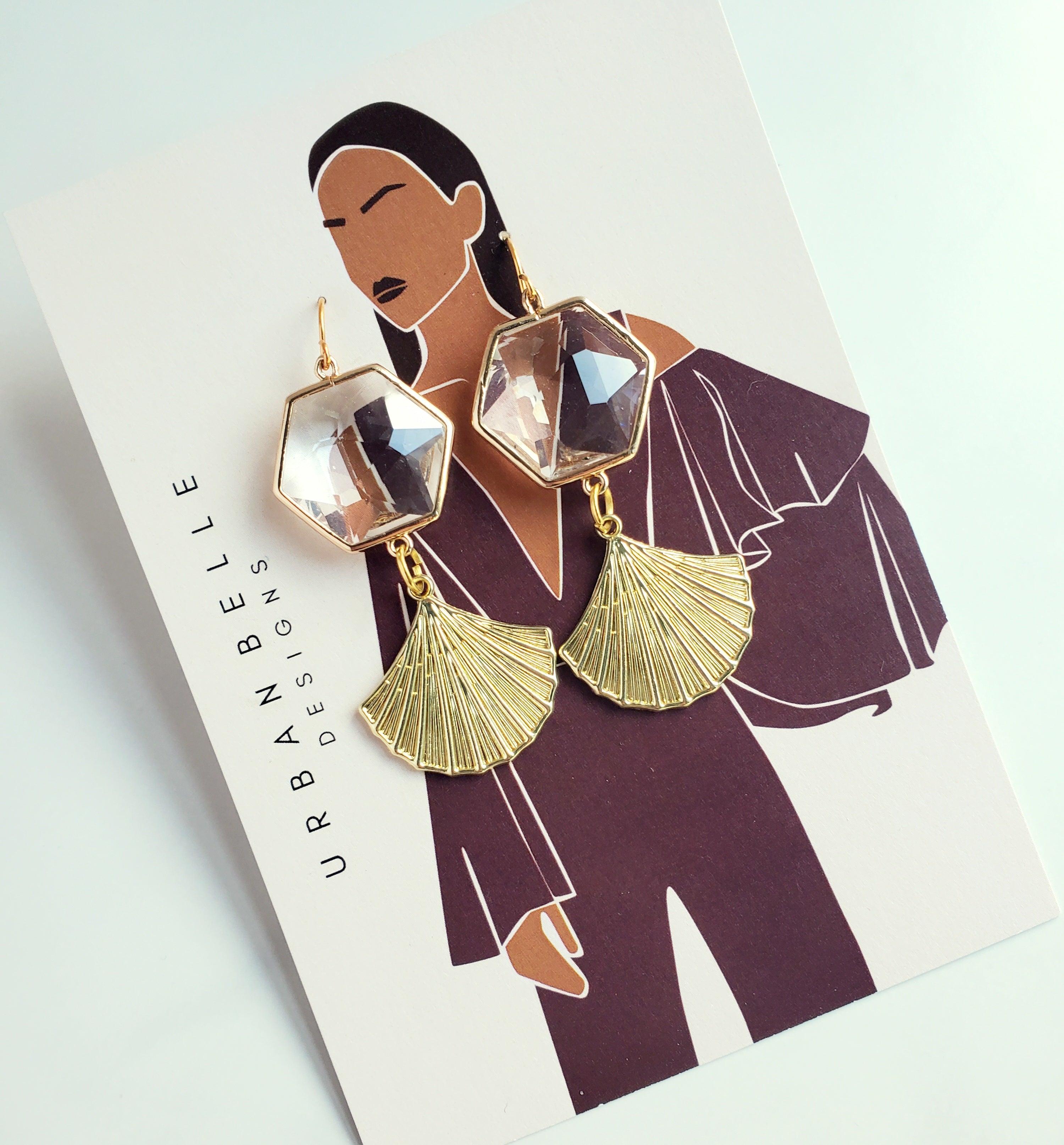 Glass Fan Chandelier Earrings