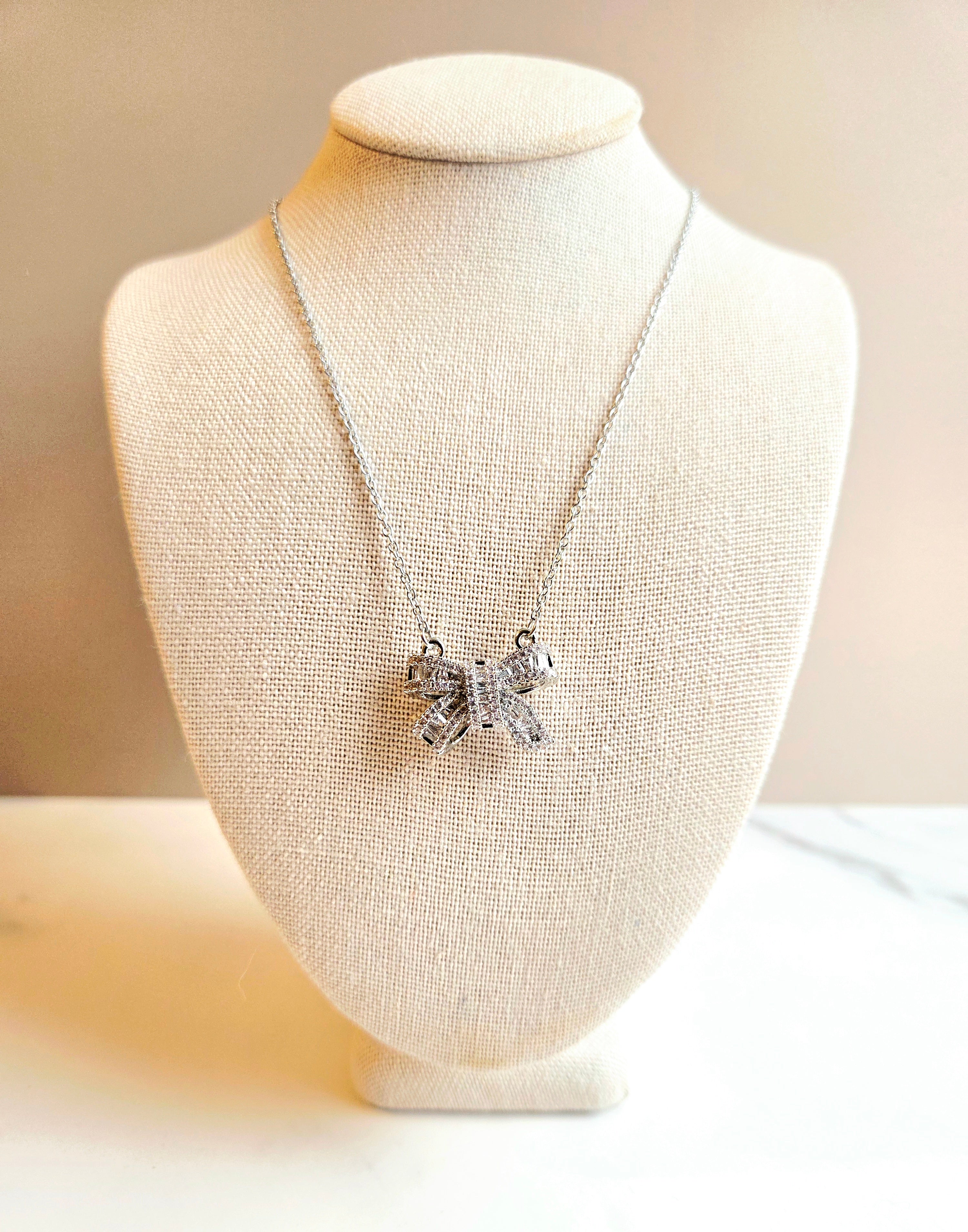 Crystal Bow Statement Necklace