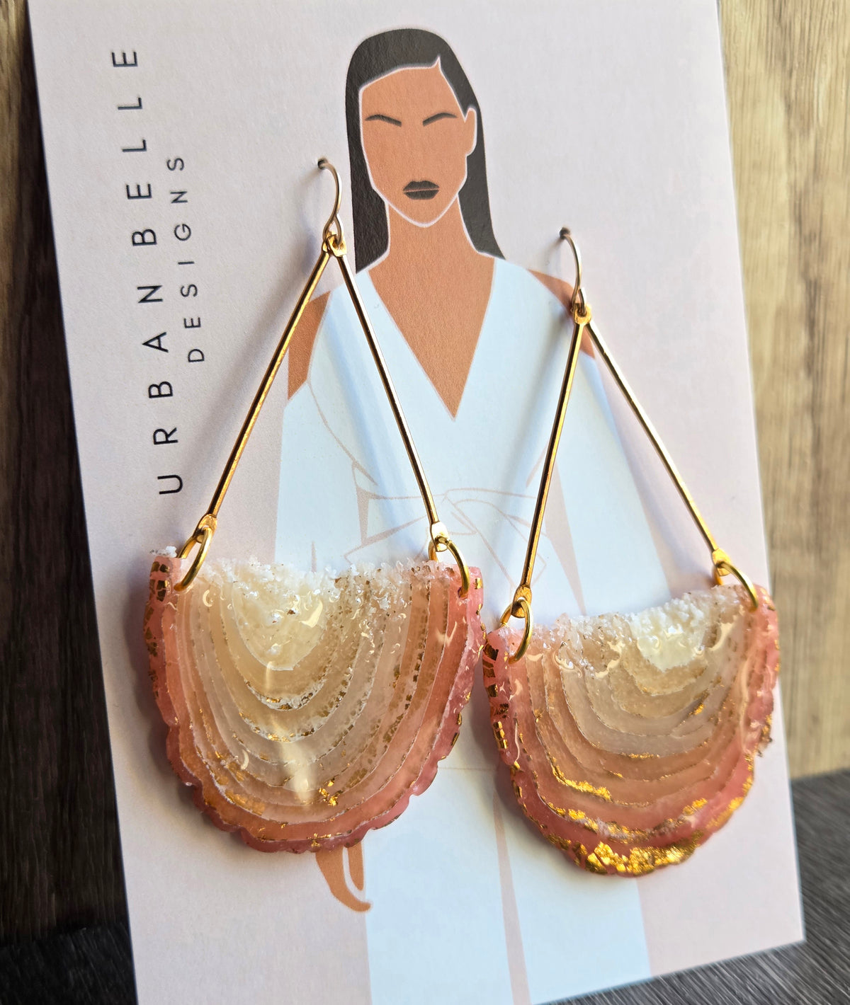 GAIA 14K Gold Filled Chandelier Statement Earrings - Peach Blush Agate