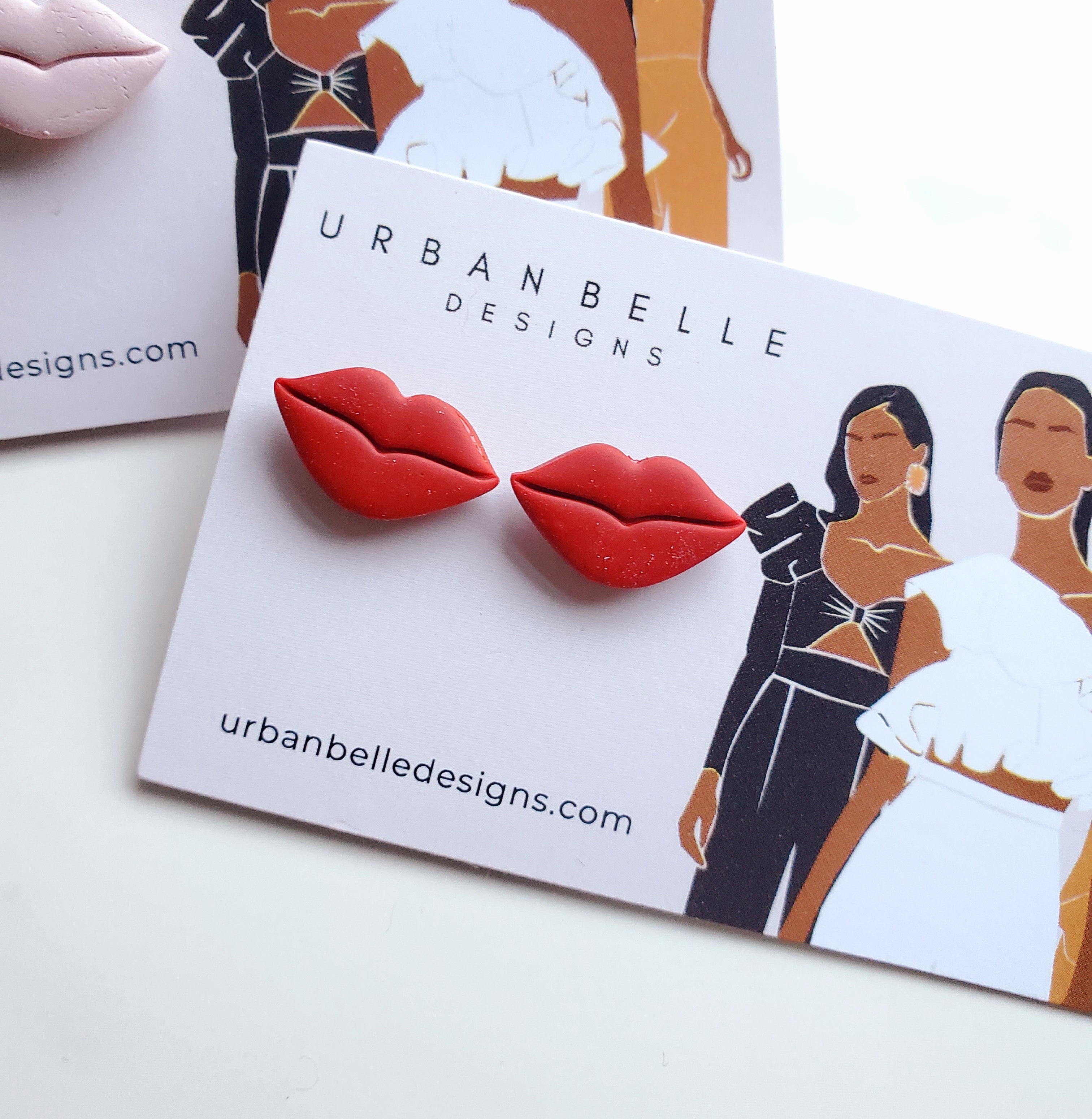 Smooches Lip Stud Earrings (Blush/Red)