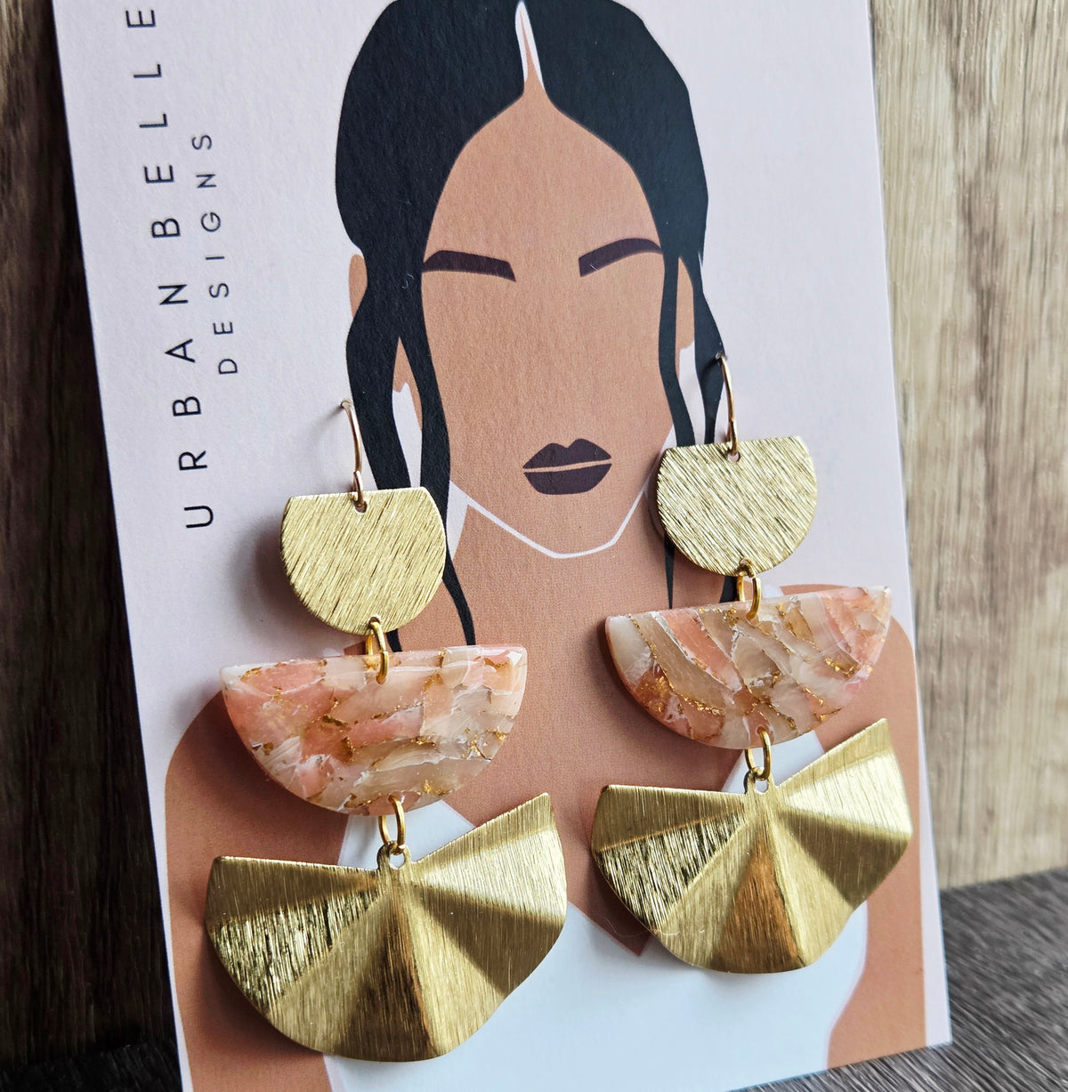 AVA Fan Statement Earrings 14K Gold Filled - Peach/Blush
