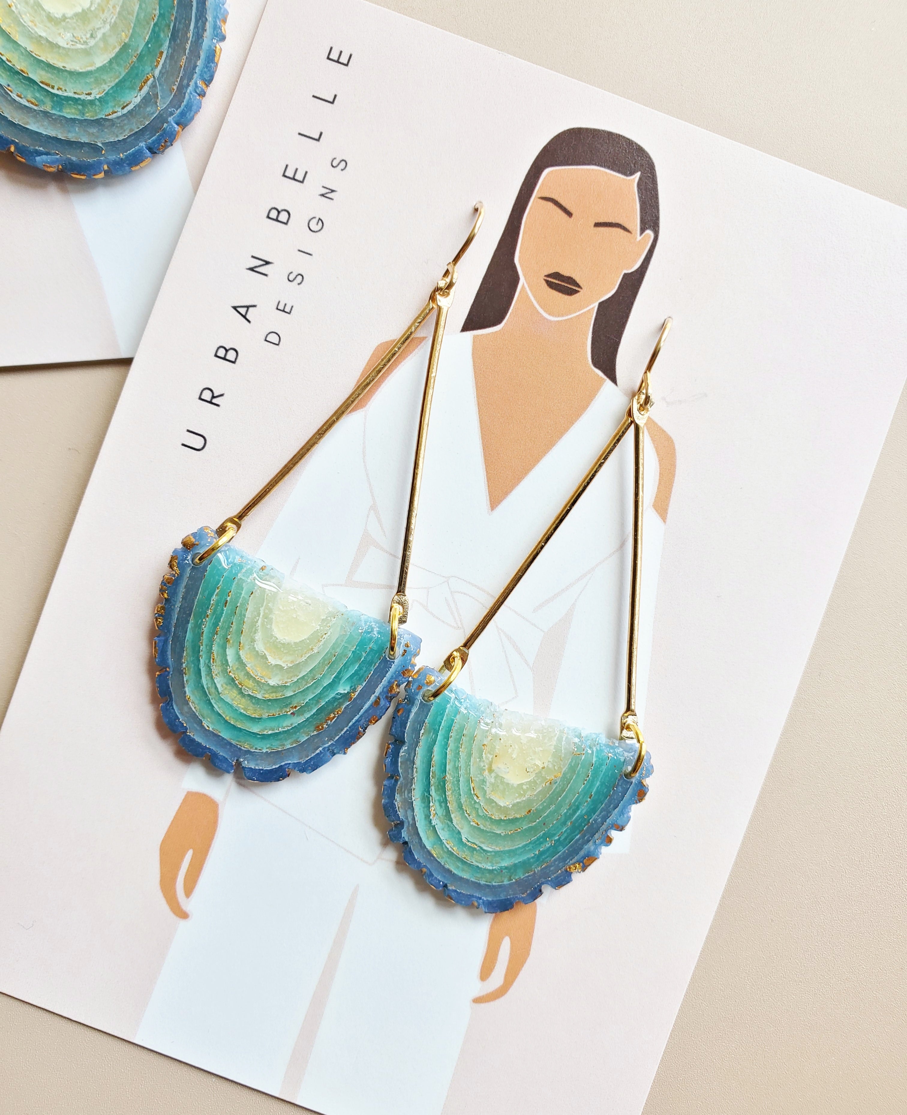 GAIA 14K Gold Filled Chandelier Statement Earrings - Aqua