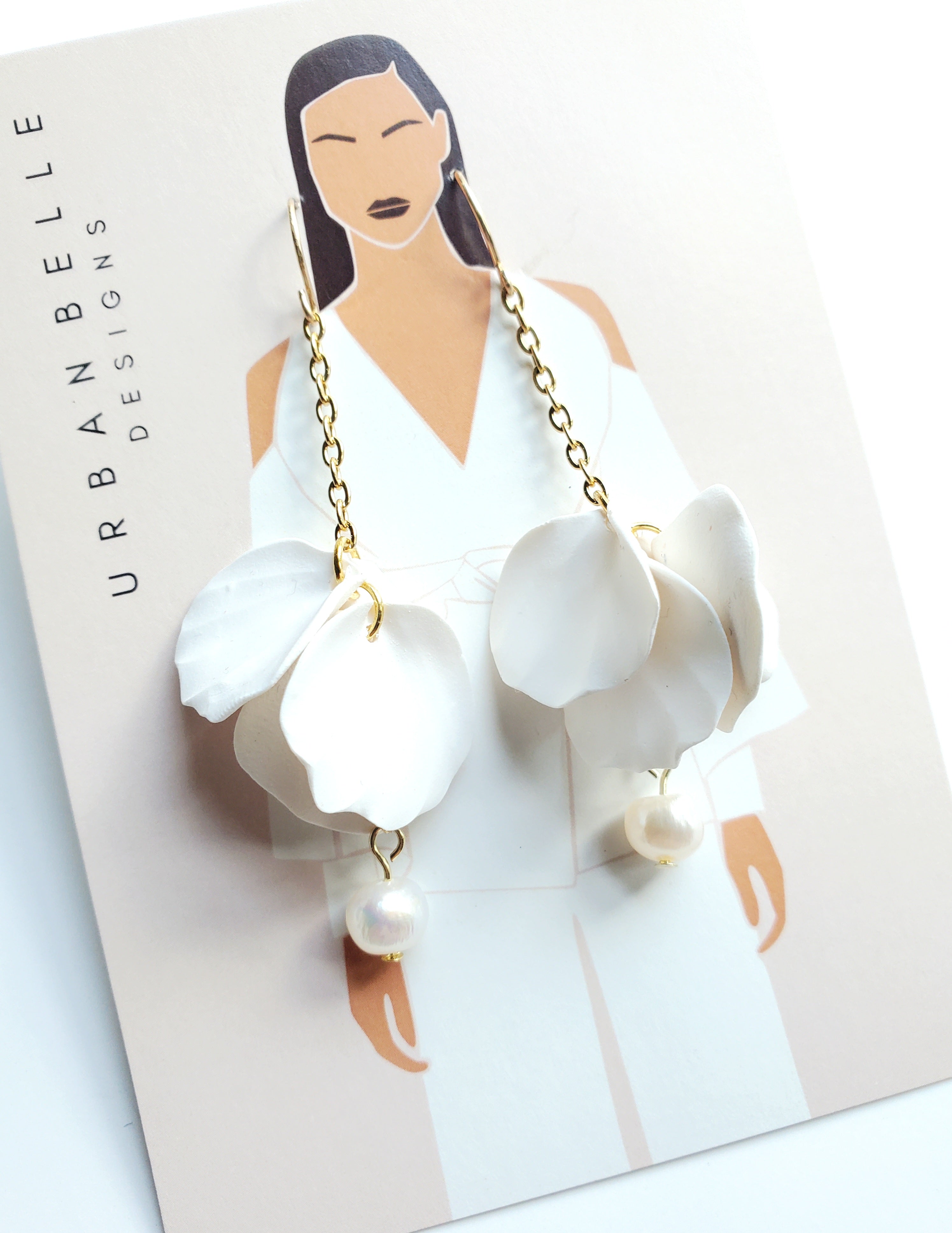 FINA Petal Drop Pearl Earrings 14K Gold Filled