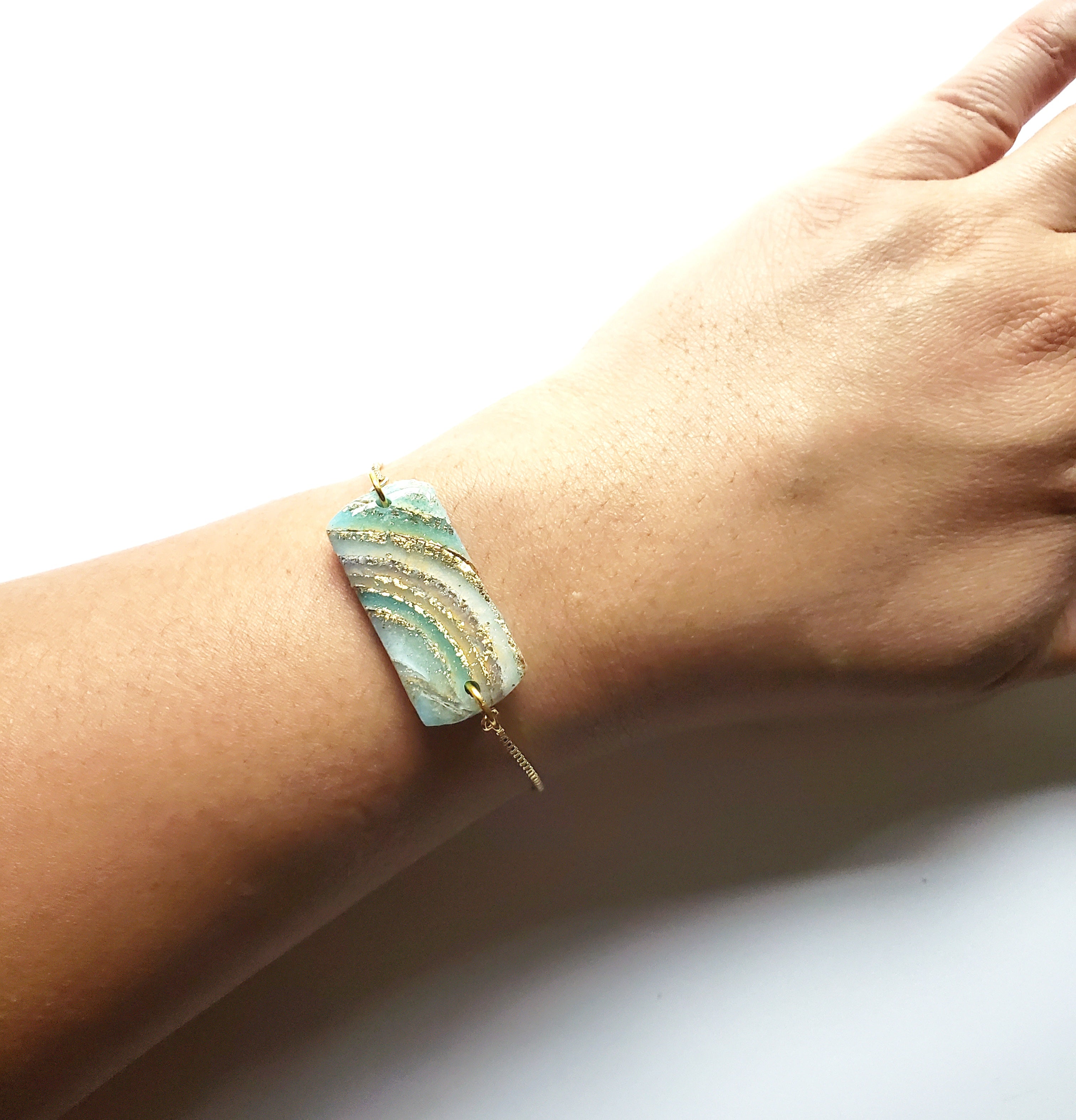 Nature Inspired Clay Pendant Bracelet